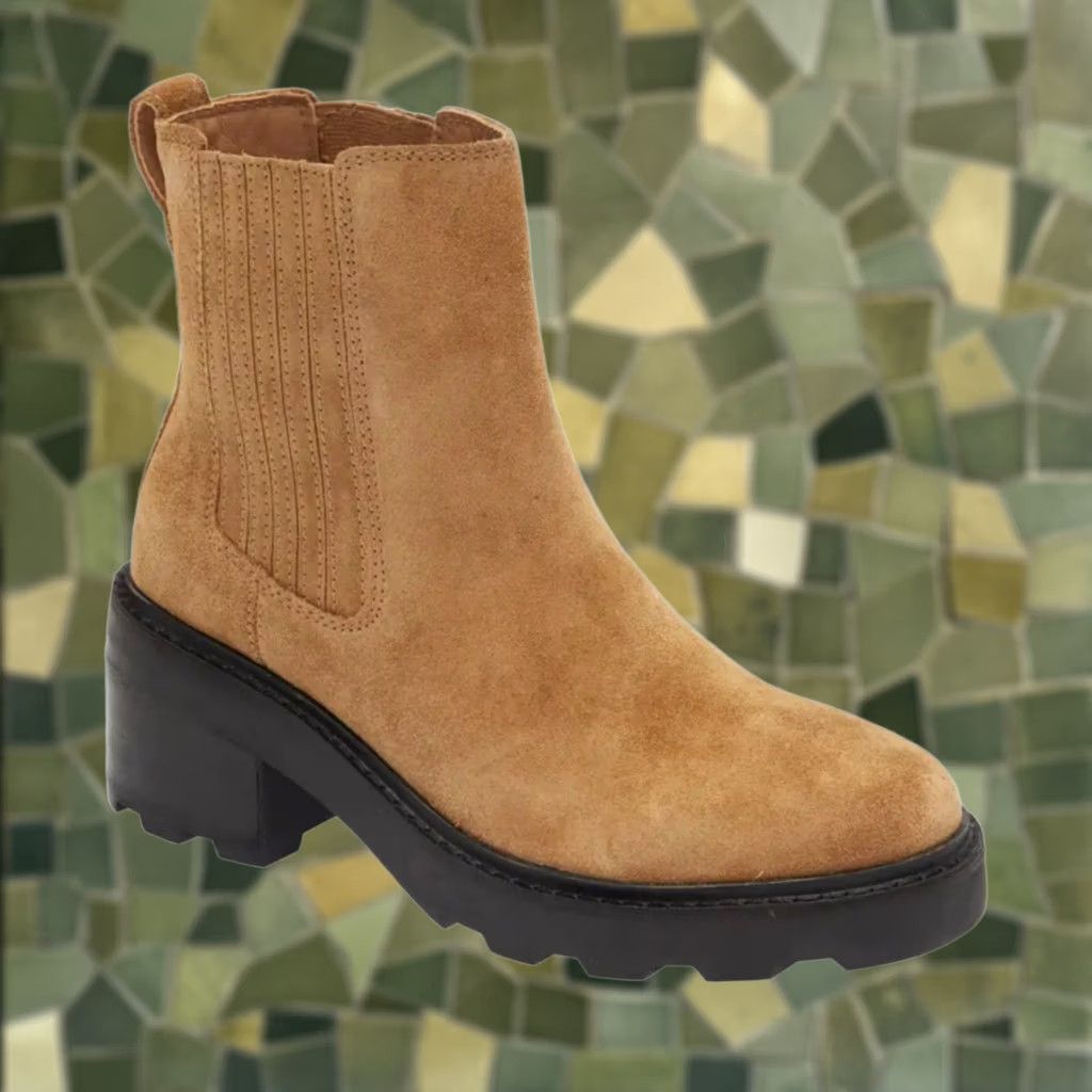 Madewell Madewell Gwenda Platform Ankle Boot Toffee Tan Suede Leather Bootie Womens Size 6 Tan Mid Heel Casual Fall Winter Spring 2" Chelsea Style Size US 6 / IT 36 - 1 Thumbnail