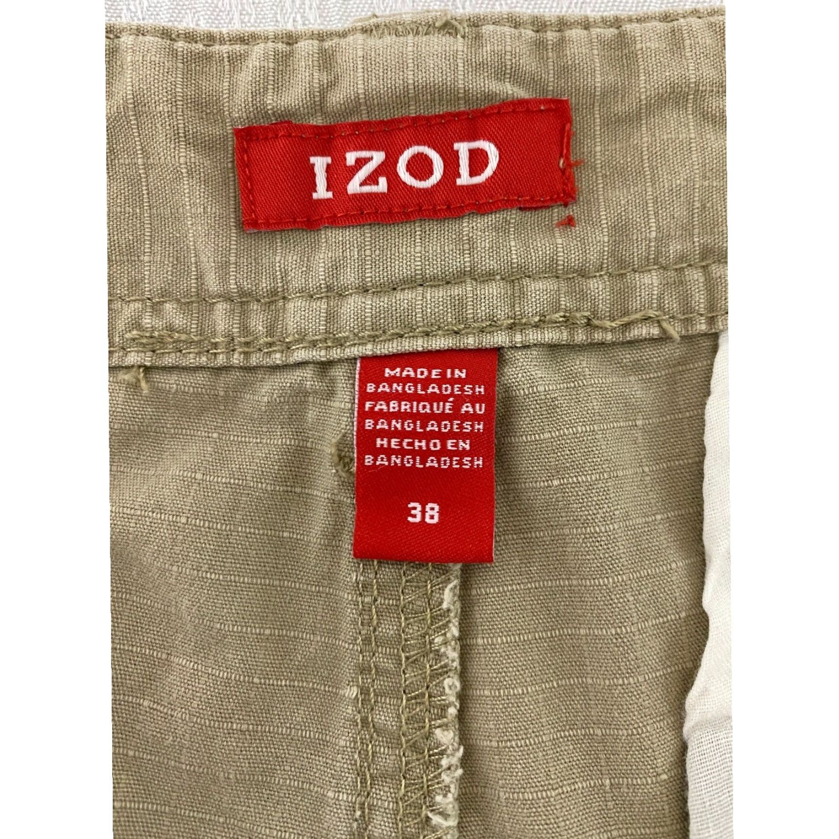 Izod IZOD Cargo Shorts Mens Khaki Tan Cotton Ripstop 38 Casual Outdoor Utility) Size US 38 / EU 54 - 4 Thumbnail