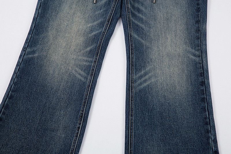 Jean Retro washed distressed dark blue jeans for men Size US 32 / EU 48 - 4 Thumbnail
