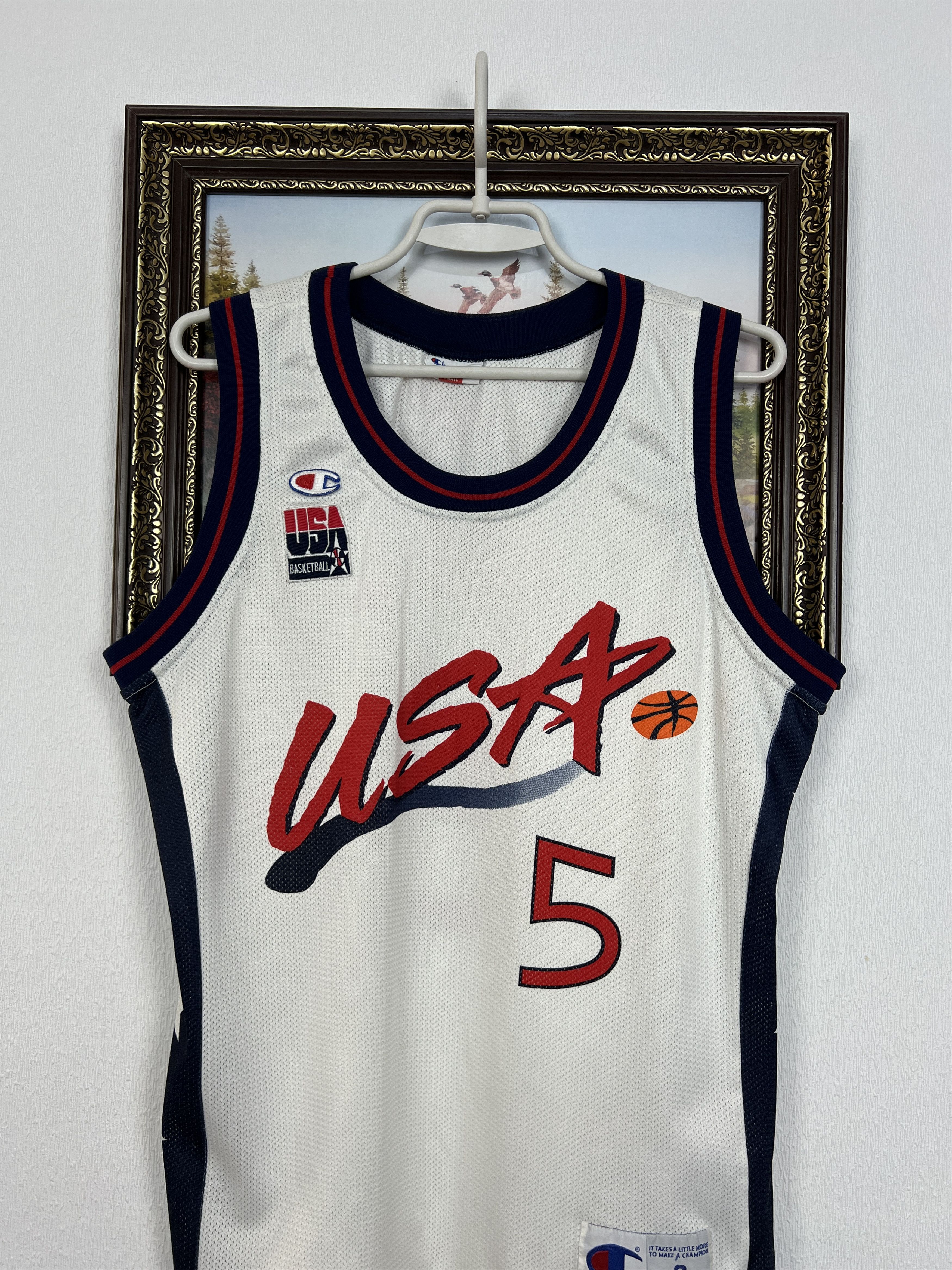 Champion Vintage 90's Champion USA Team #5 Hill White NBA Jersey Size US S / EU 44-46 / 1 - 2 Thumbnail