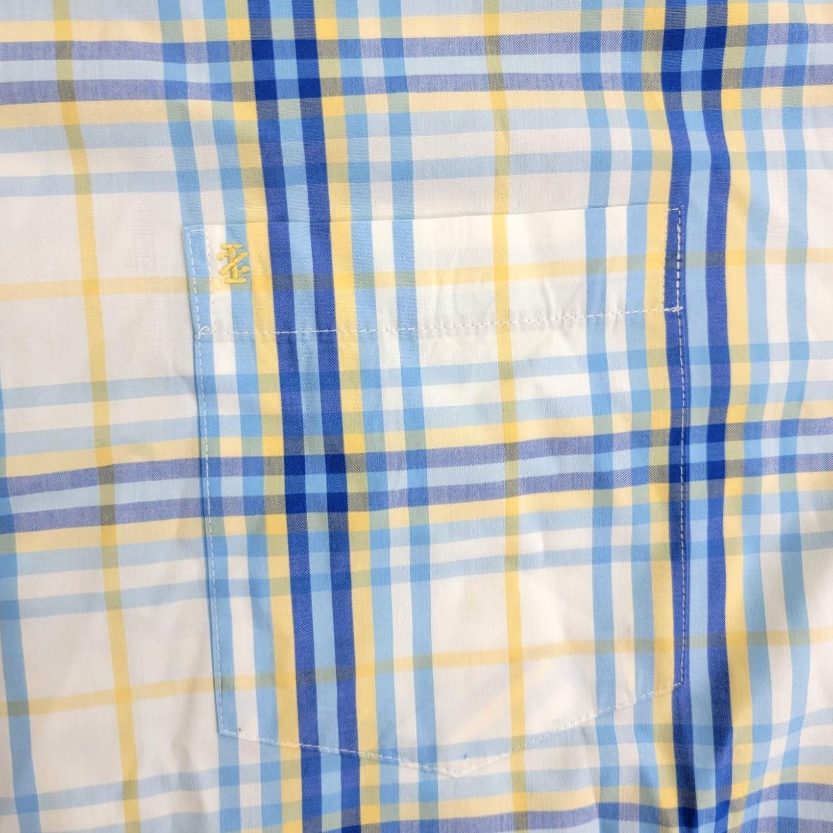 Izod IZOD Shirt Mens XL Blue Yellow Plaid Long Sleeve Button-Down Pocket Size US XL / EU 56 / 4 - 2 Thumbnail