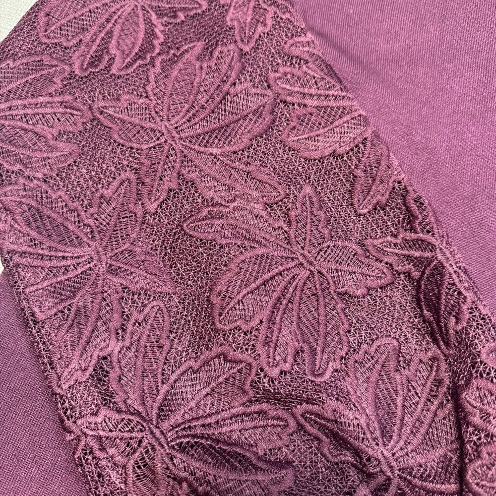 Adrianna Papell NWT New $89 Adrianna Papell Purple Knit Lace Balloon Sleeve Size L / US 10 / IT 46 - 6 Thumbnail