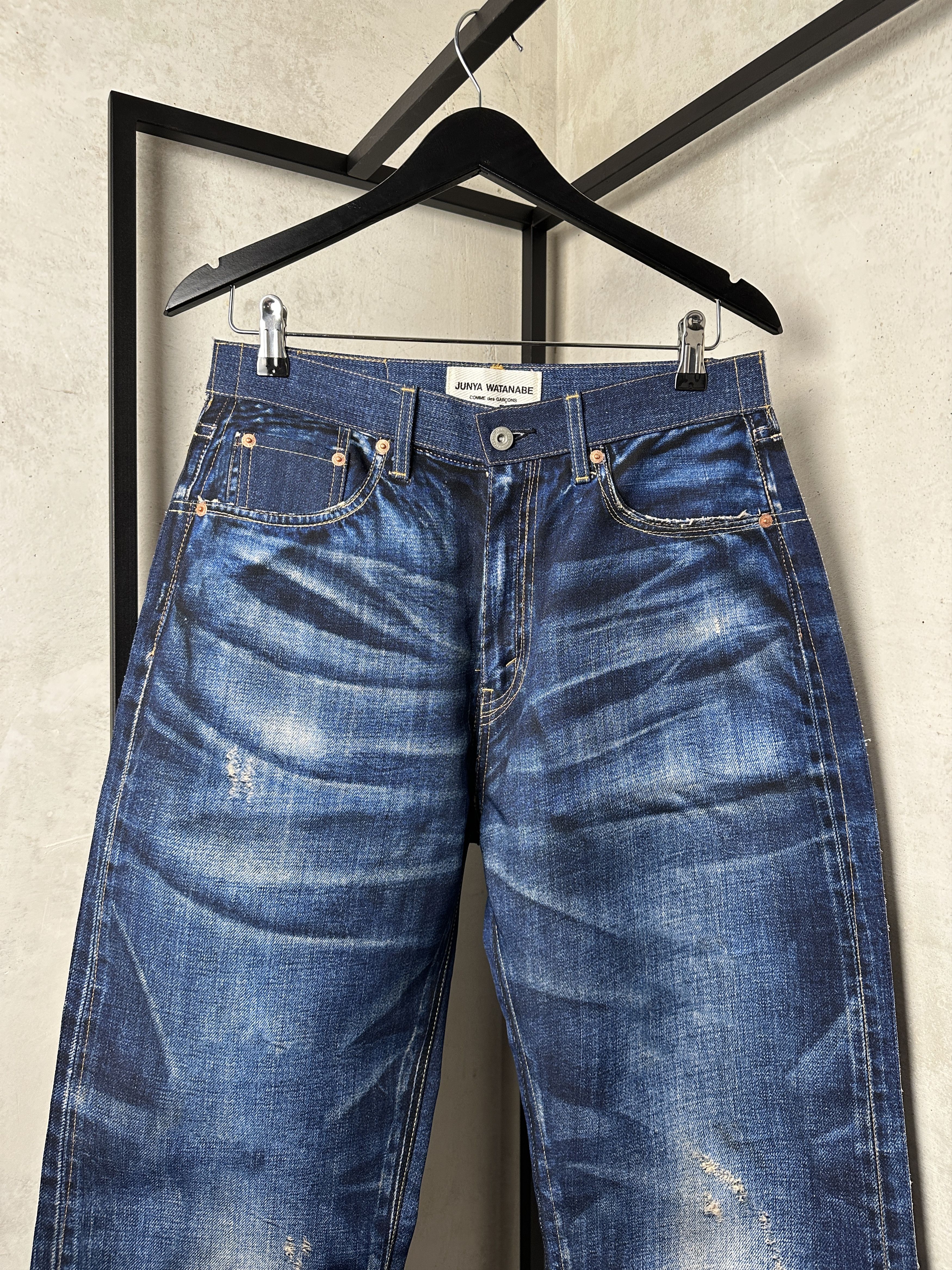 Comme des Garcons RARE Junya Watanabe Trompe L’oeil Denim Printed Canvas Pants Size 26" / US 2 / IT 38 - 3 Thumbnail