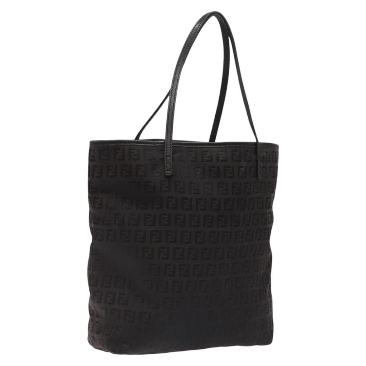 Fendi Zucchino Canvas Tote Bag Black, Women's