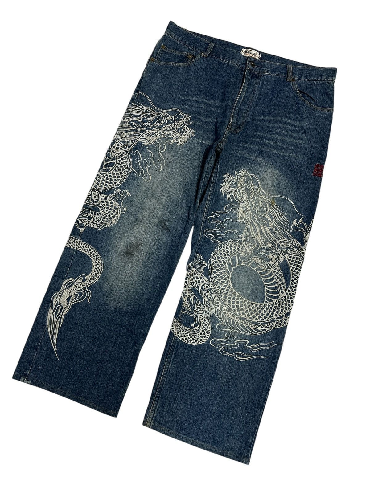 Japanese Brand BAGGY🔥KARAKURI DOUBLE DRAGON Size US 37 - 3 Thumbnail
