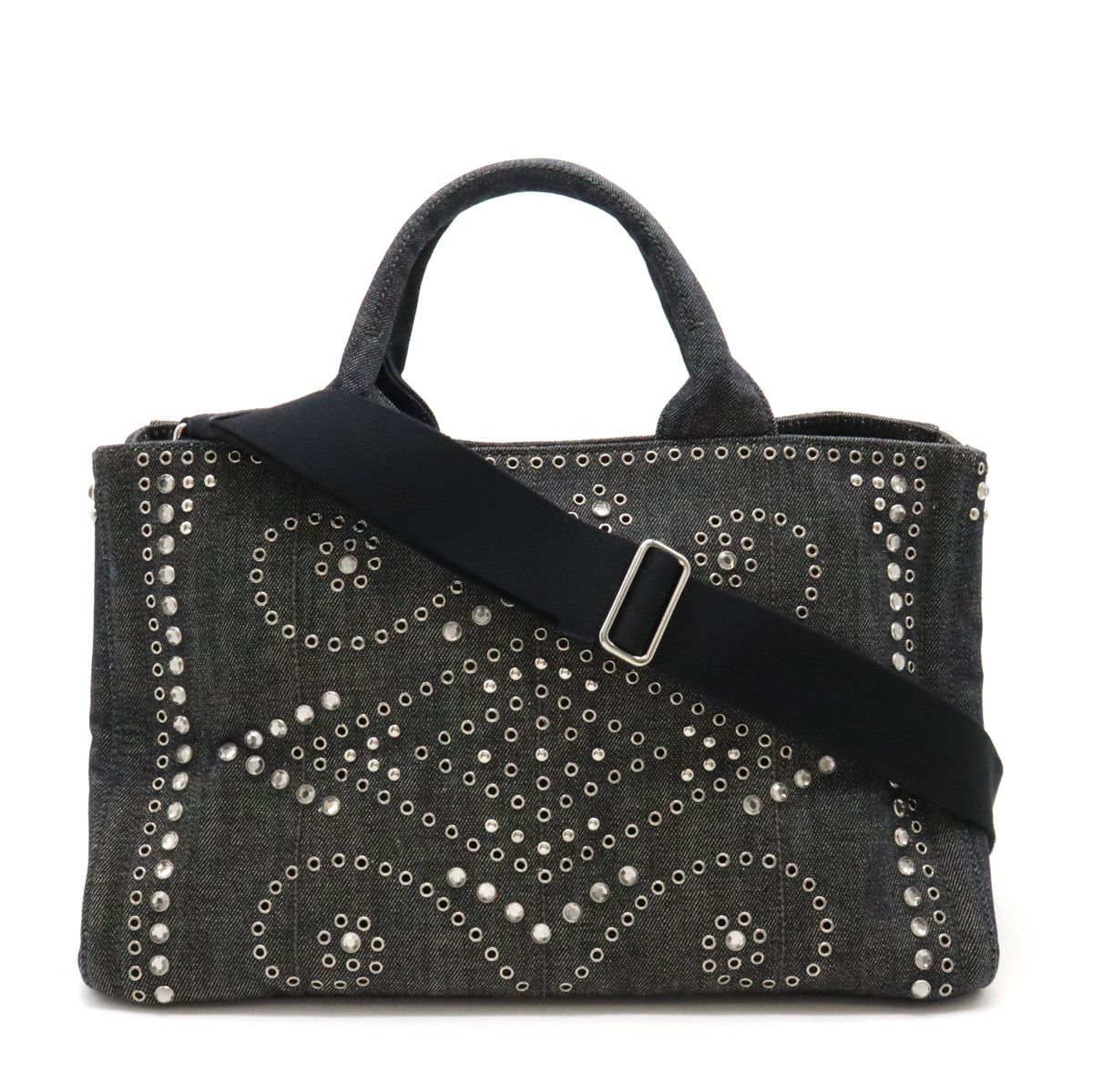 Prada Prada Prada Denim Bijou Studs Canapa Tote Bag BN2642 Denim Tote Bag BN2642 in Very Good Condition Size ONE SIZE - 1 Thumbnail
