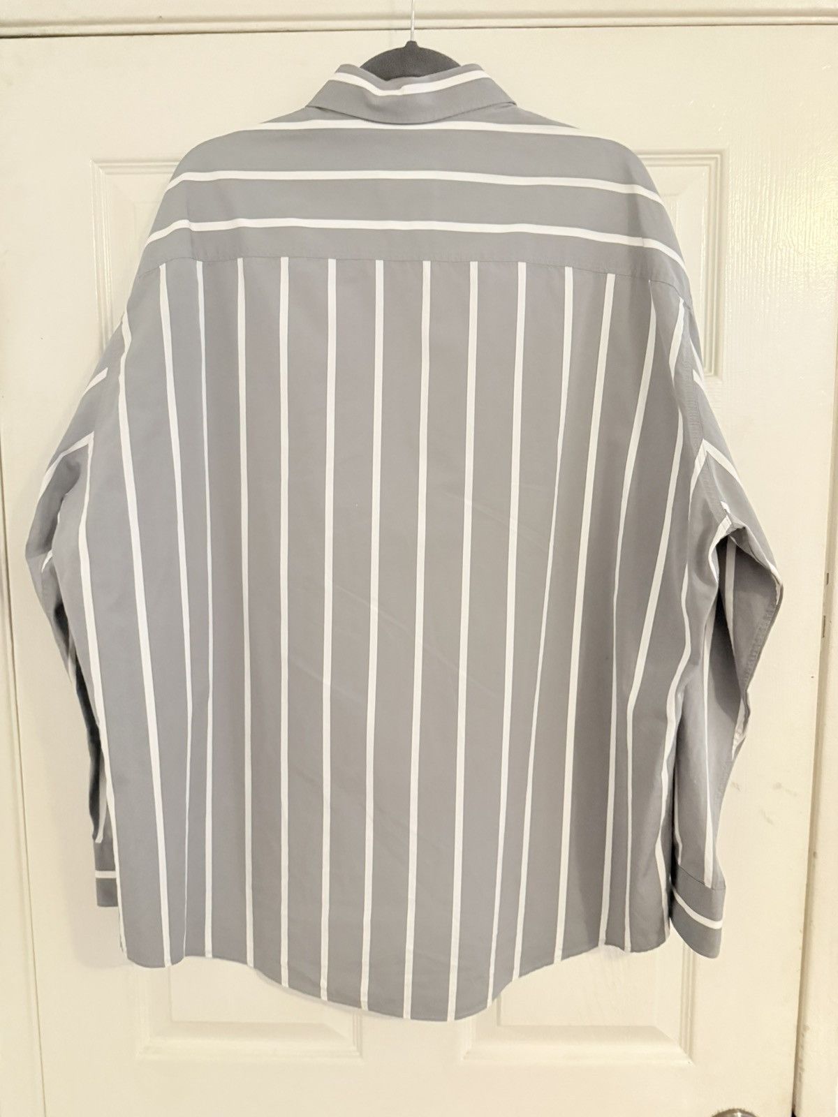 AMI AMI Grey Striped Oversize Shirt Size US M / EU 48-50 / 2 - 2 Thumbnail
