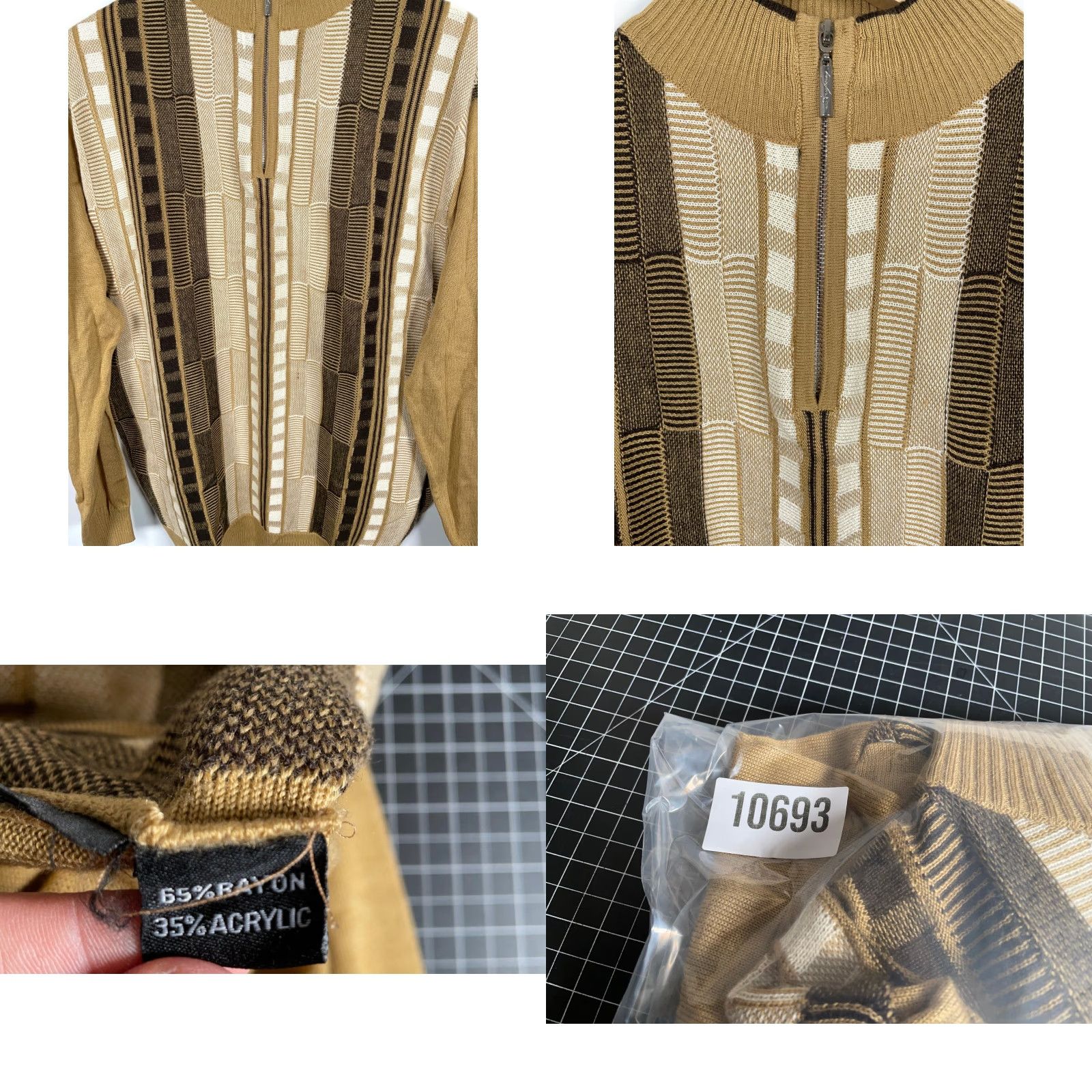 Vintage VINTAGE? No—rearranged: Steve Harvey Sweater Men’s Large Brown 1/4 Zip Geometric Knit Pullover Casual Dad Style 90s Retro Size US L / EU 52-54 / 3 - 9 Thumbnail