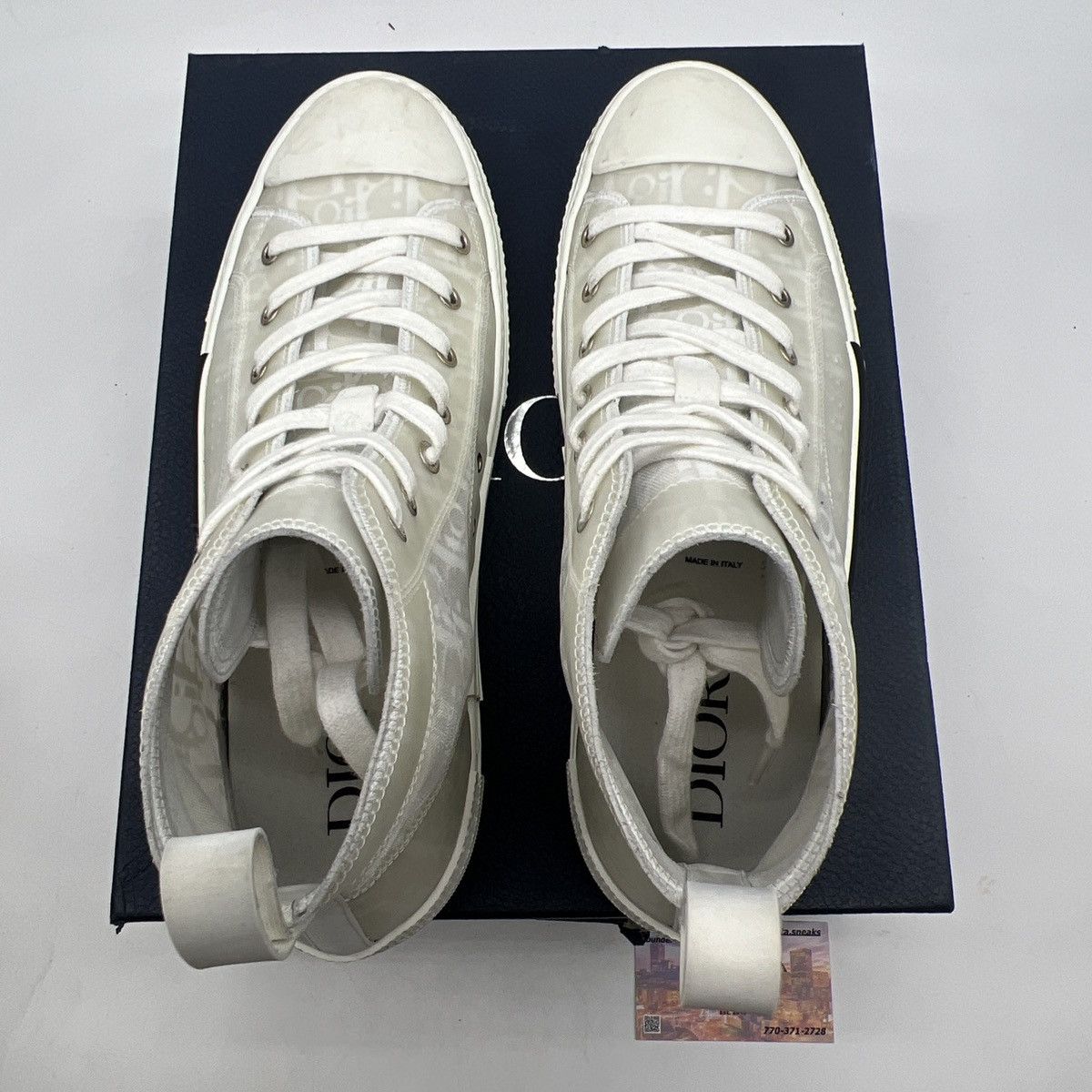 Dior Dior b23 high Dior oblique white Size US 12 / EU 45 - 7 Thumbnail