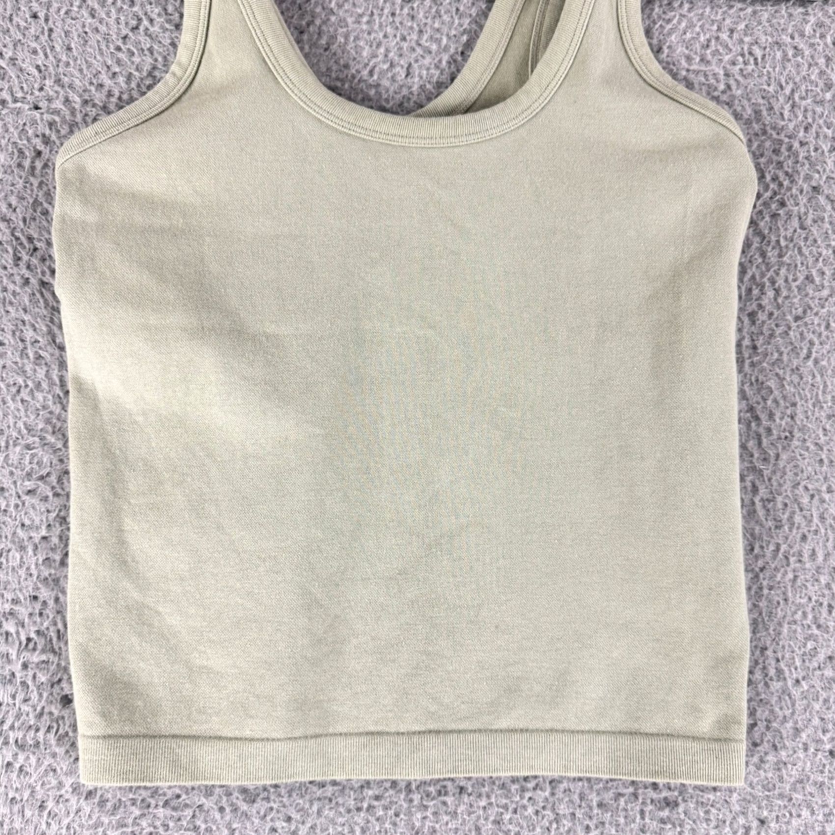 Alo Yoga Alo Yoga Wellness Bra Tank Top Womens Small Sage Green Ribbed Racerback Size S / US 4 / IT 40 - 4 Thumbnail