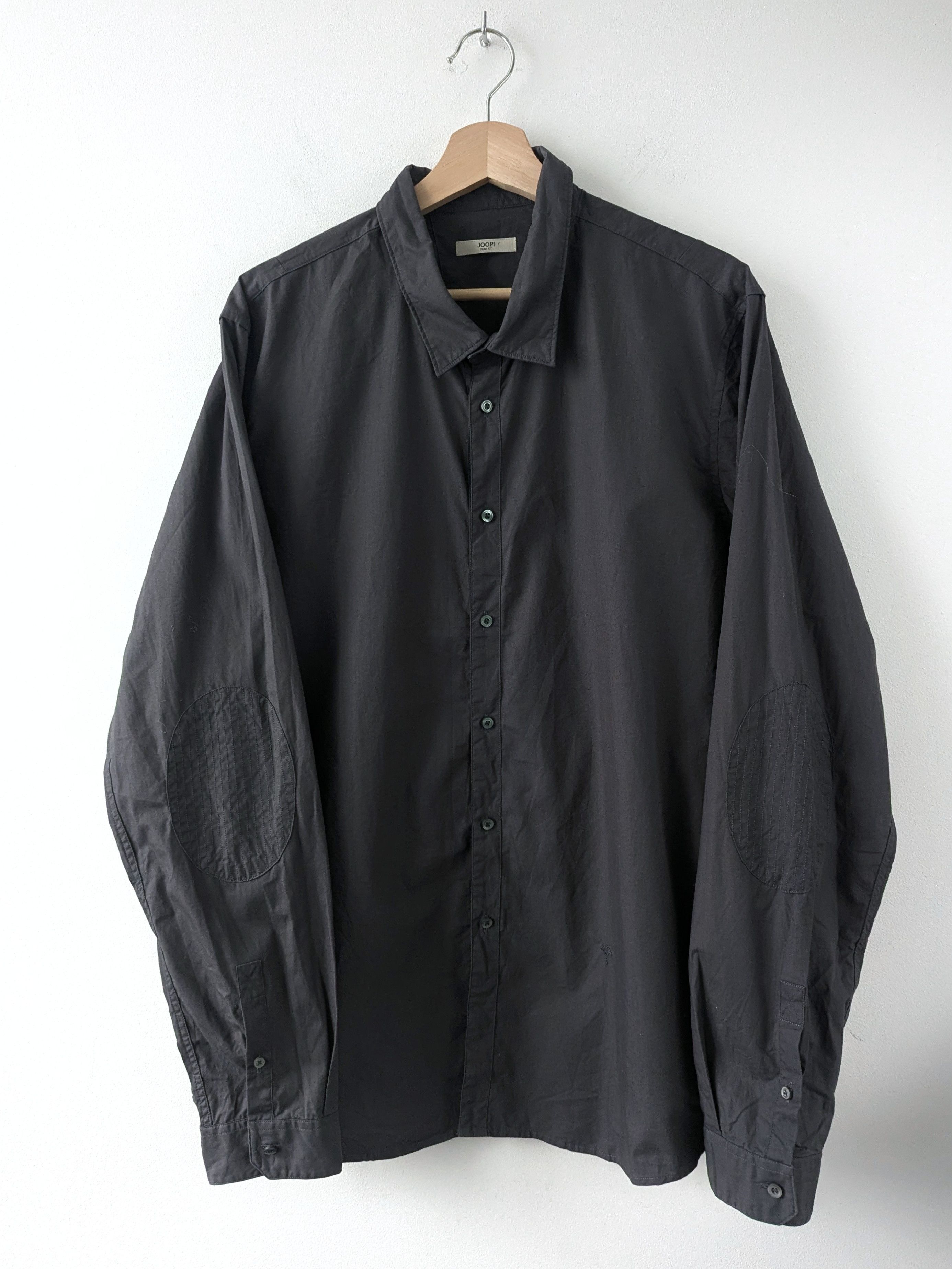 Joop! Joop! Black Grey Cotton Shirt With Elbow Patches XXL Size US XXL / EU 58 / 5 - 1 Thumbnail