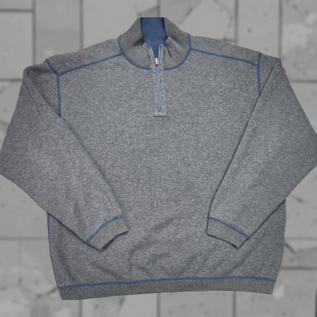 Tommy Bahama Tommy Bahama Sweater XXL Reversible 1/4 Zip Up Heavyweight Gray Green Mens Size US XXL / EU 58 / 5 - 1 Thumbnail