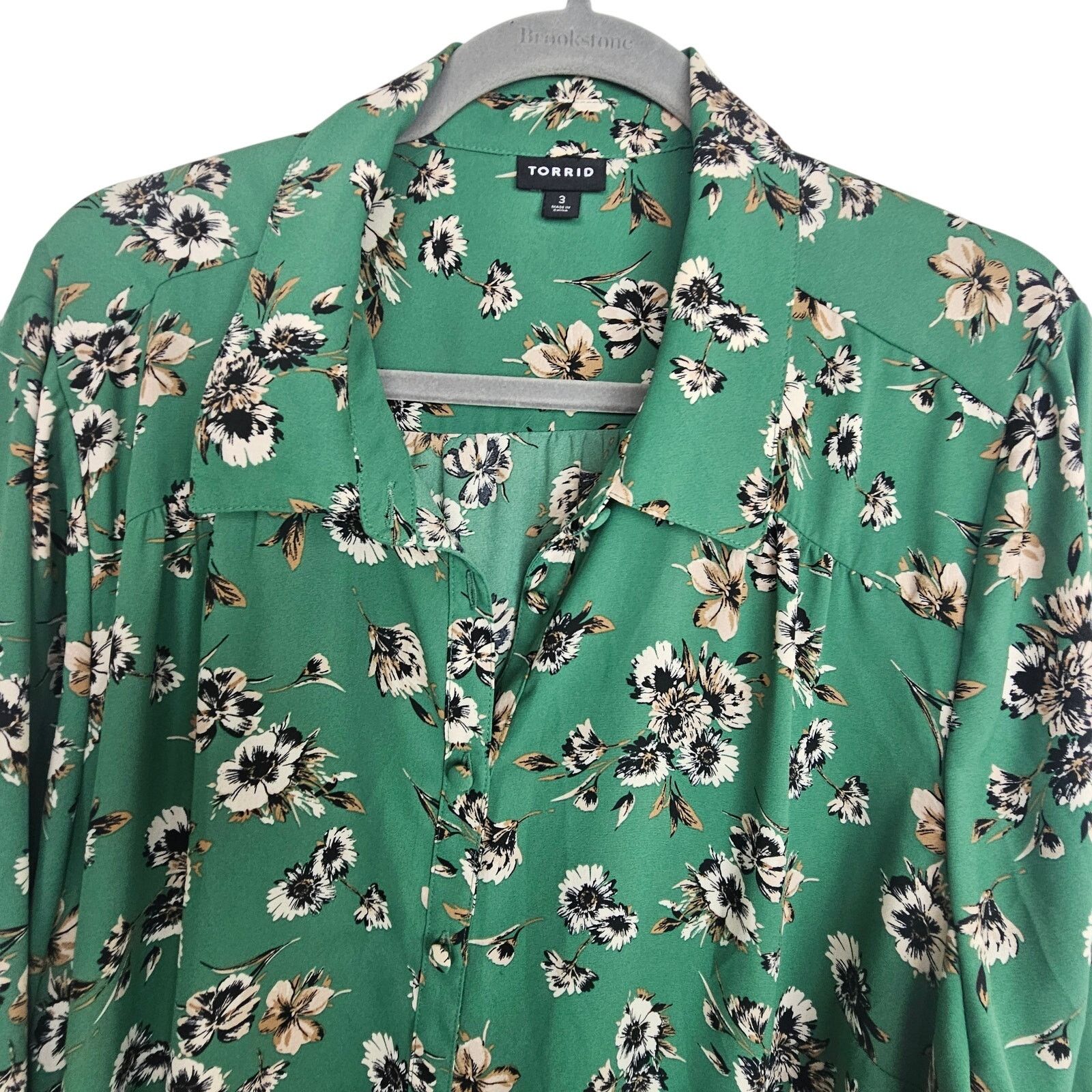 Corridor Torrid Madison Georgette Green Floral Blouse Plus Size 3X Size 3XL / US 20-22 - 2 Thumbnail