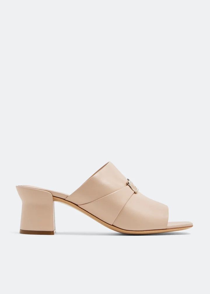 Salvatore Ferragamo o1y0426 Covered Heel Mules in Beige Size US 6.5 / IT 36.5 - 1 Thumbnail