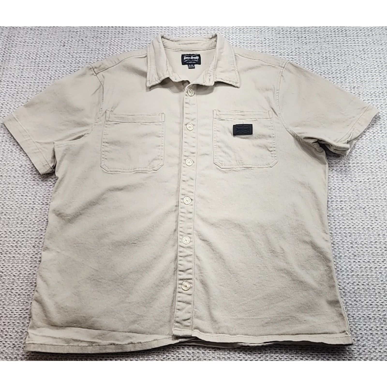 Vintage Snoop Dogg Shirt Mens XL Button-Up Short Sleeve Heavy Cotton Hip Hop Dogg Supply By Snoop Dogg Beige Solid 90s California USA Gangsta Casual Size US XL / EU 56 / 4 - 2 Thumbnail