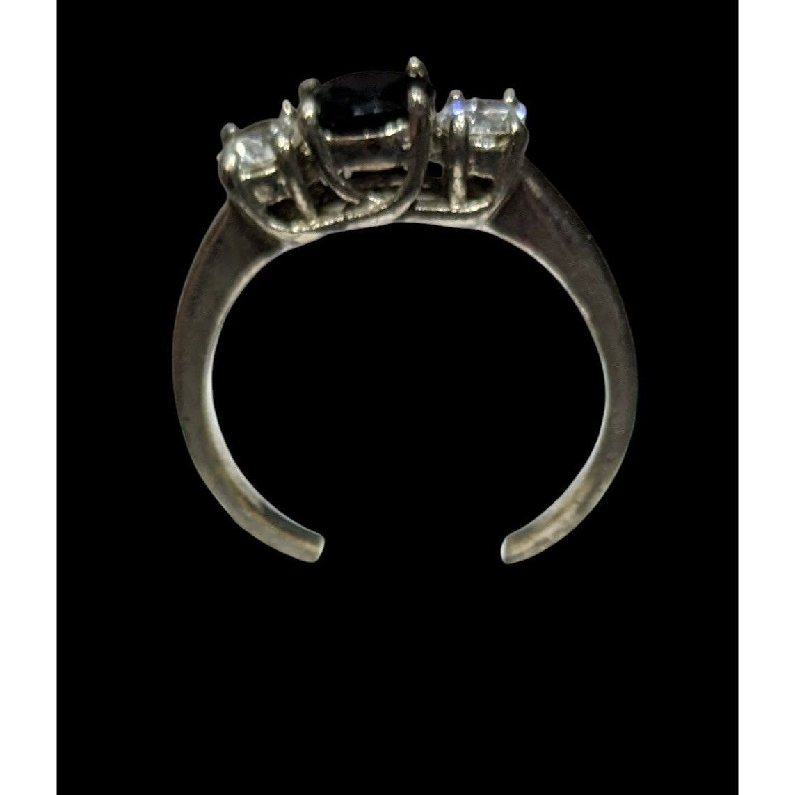 Other Elegant Gothic Silver Tone Ring With Black And Clear Stones Size ONE SIZE - 4 Thumbnail