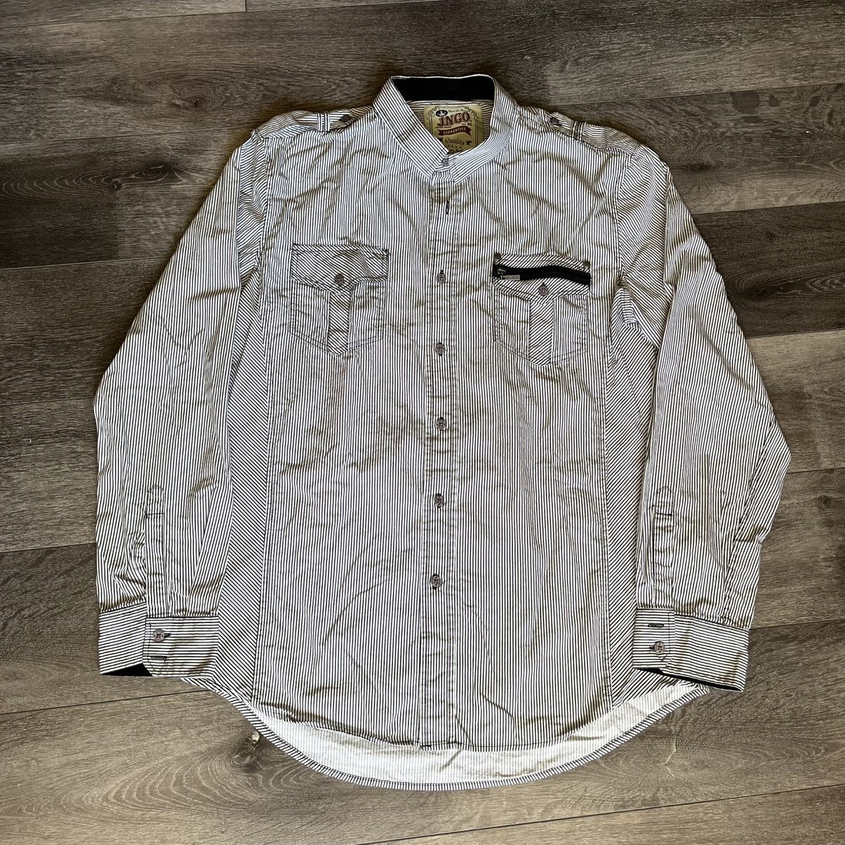 JNCO Vintage 90s JNCO Jeans Vertical Stripe Skate Button Up Shirt Size US XL / EU 56 / 4 - 1 Thumbnail