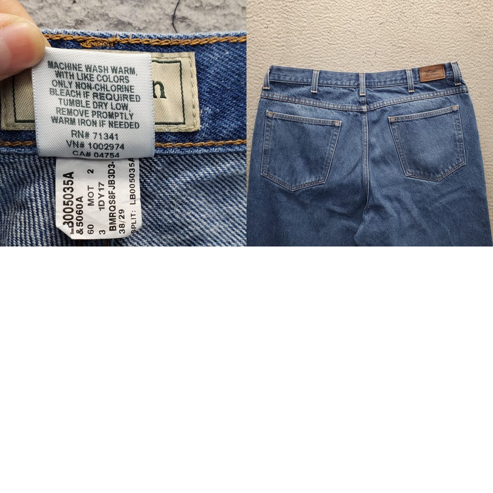 Vintage L.L. Bean Jeans Mens 38 Blue Straight 38x29 Denim Classic Fit Stonewash Pocket Size US 38 / EU 54 - 8 Thumbnail