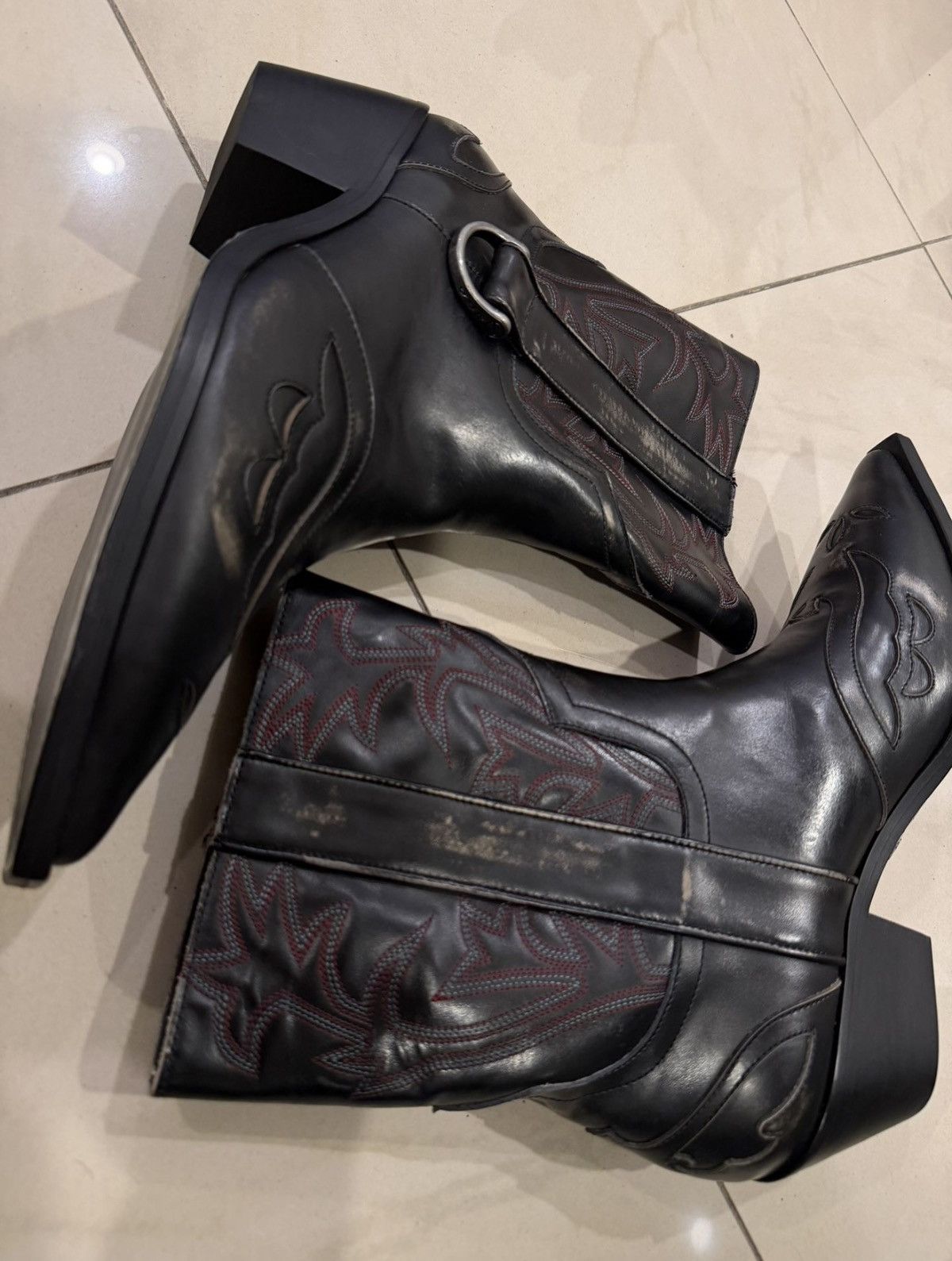 Enfants Riches Deprimes Enfants Riches Déprimés Distressed Leather Cowboy Boots Size US 11 / EU 44 - 3 Thumbnail