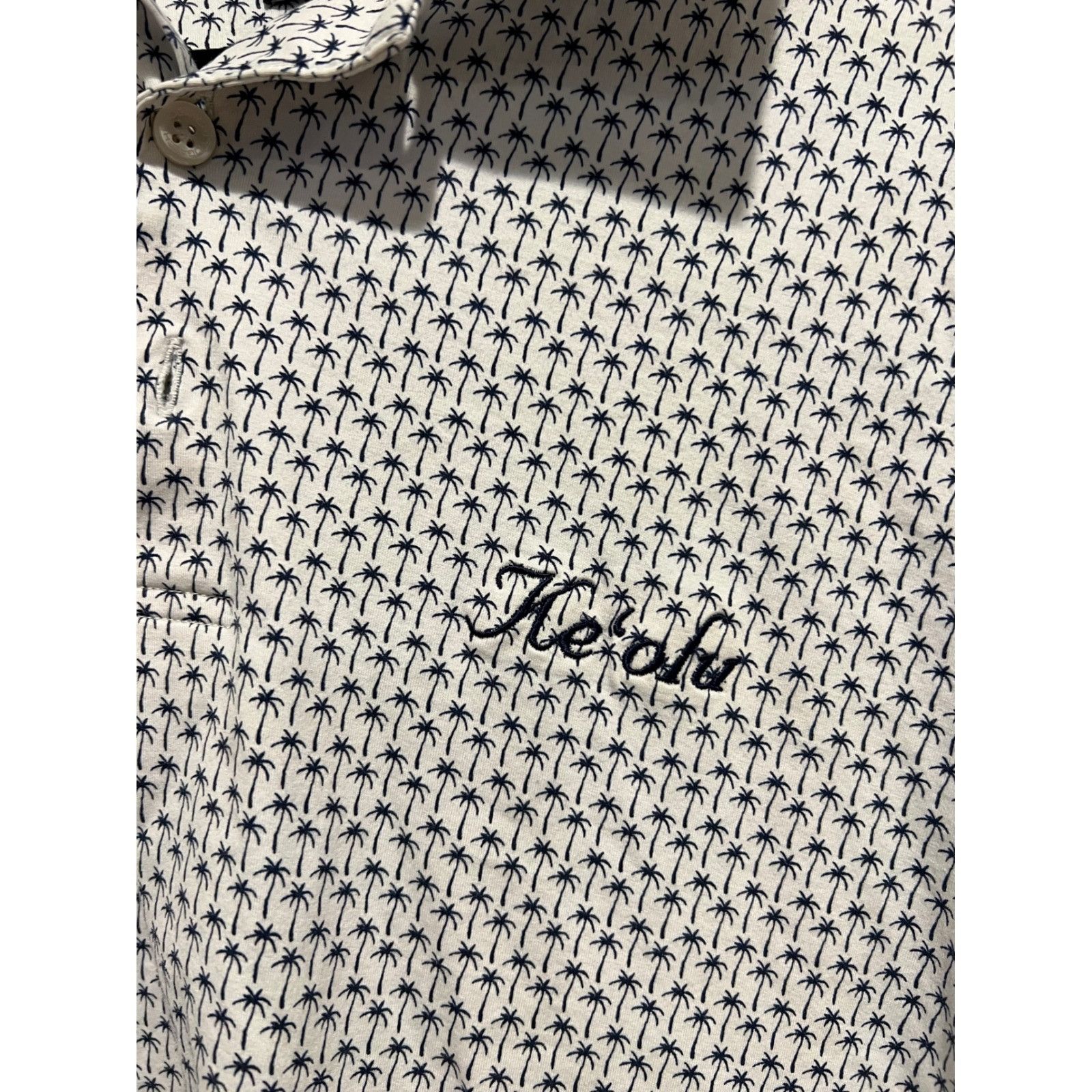 BUGATCHI Bugatchi Ke'olu Polo Shirt Medium White Palm Trees Print 8 W Size US M / EU 48-50 / 2 - 2 Thumbnail