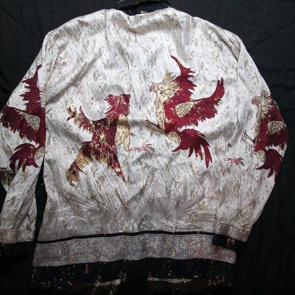 Vintage Vintage Silk Boy Rooster Phoenix Metallic Gold Button Shirt Size US S / EU 44-46 / 1 - 7 Thumbnail