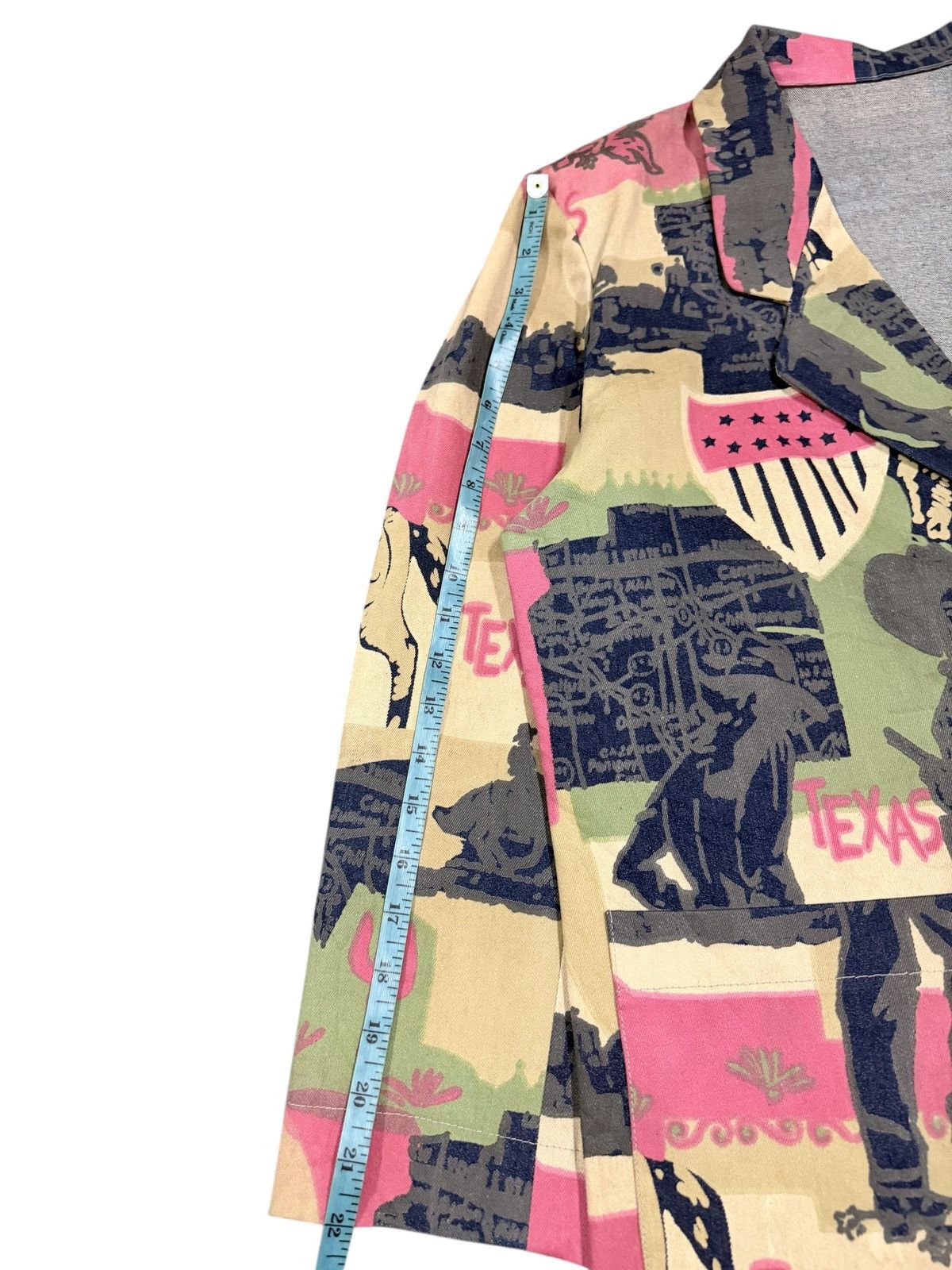 If Only Was True Vtg🔥80’s Custom Made Ovp Texas Cowboy Printed Denim Blazer Size 44R - 12 Thumbnail