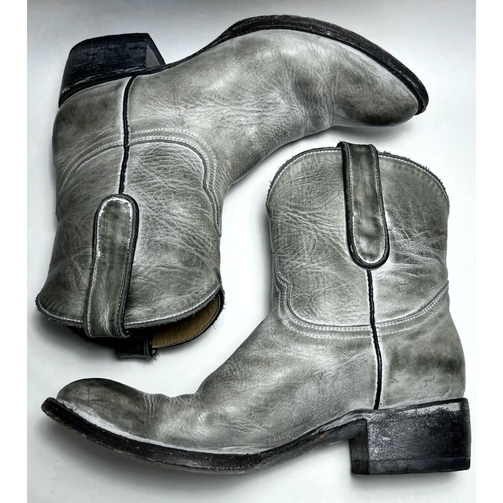 Old Gringo VINTAGE Old Gringo YIPPEE KIKAY Distressed Gray Leather Western Cowboy Boots 7 B Womens Size US 7 / IT 37 - 3 Thumbnail