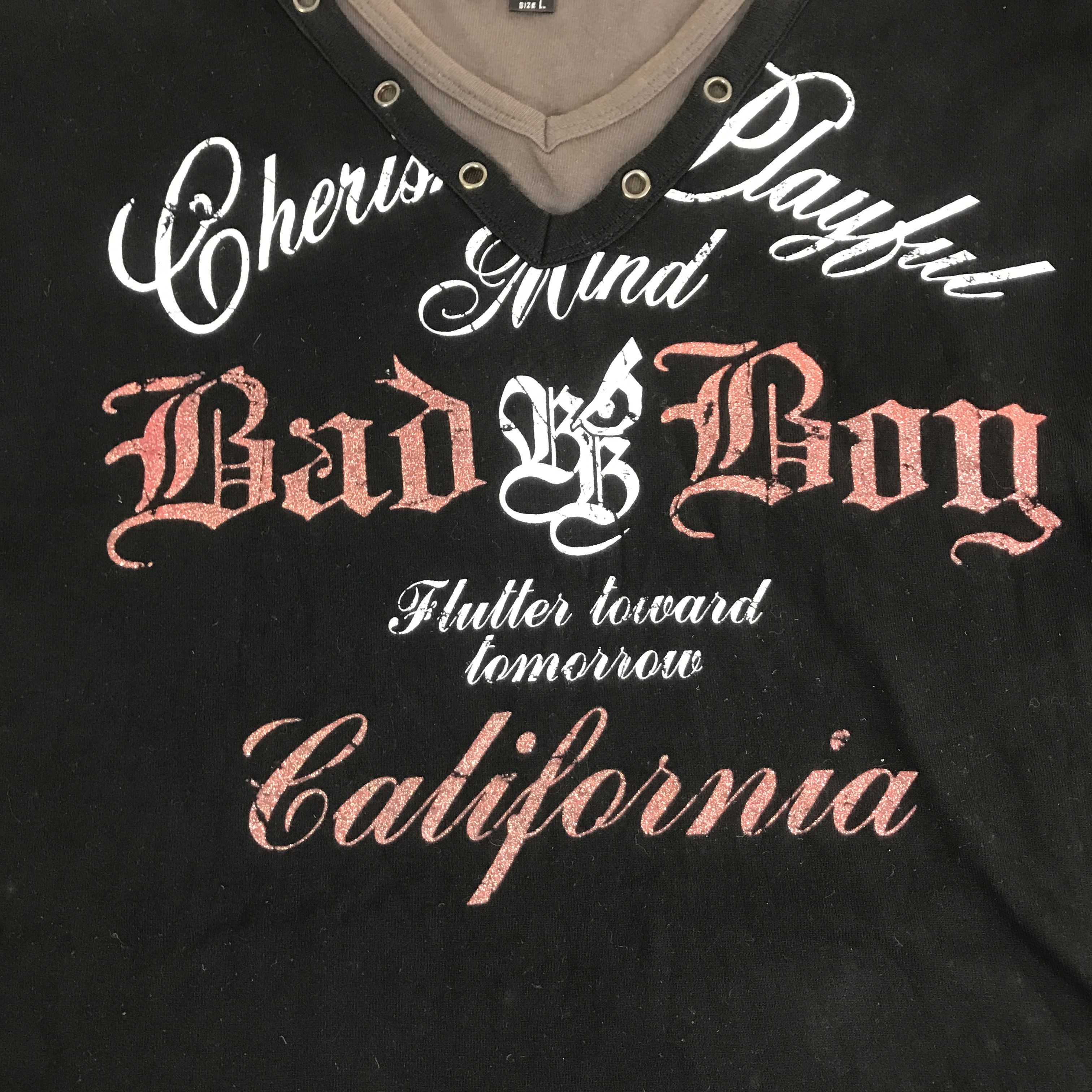 Japanese Brand BAD BOY BLACK PUNK LONG SLEEVE T-SHIRT K93B55 Size US L / EU 52-54 / 3 - 12 Thumbnail