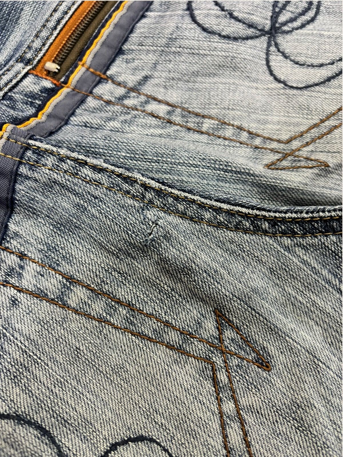 If Six Was Nine Japan Blue Way Grunge Faded Heavy Flared Jeans Size US 33 - 8 Thumbnail