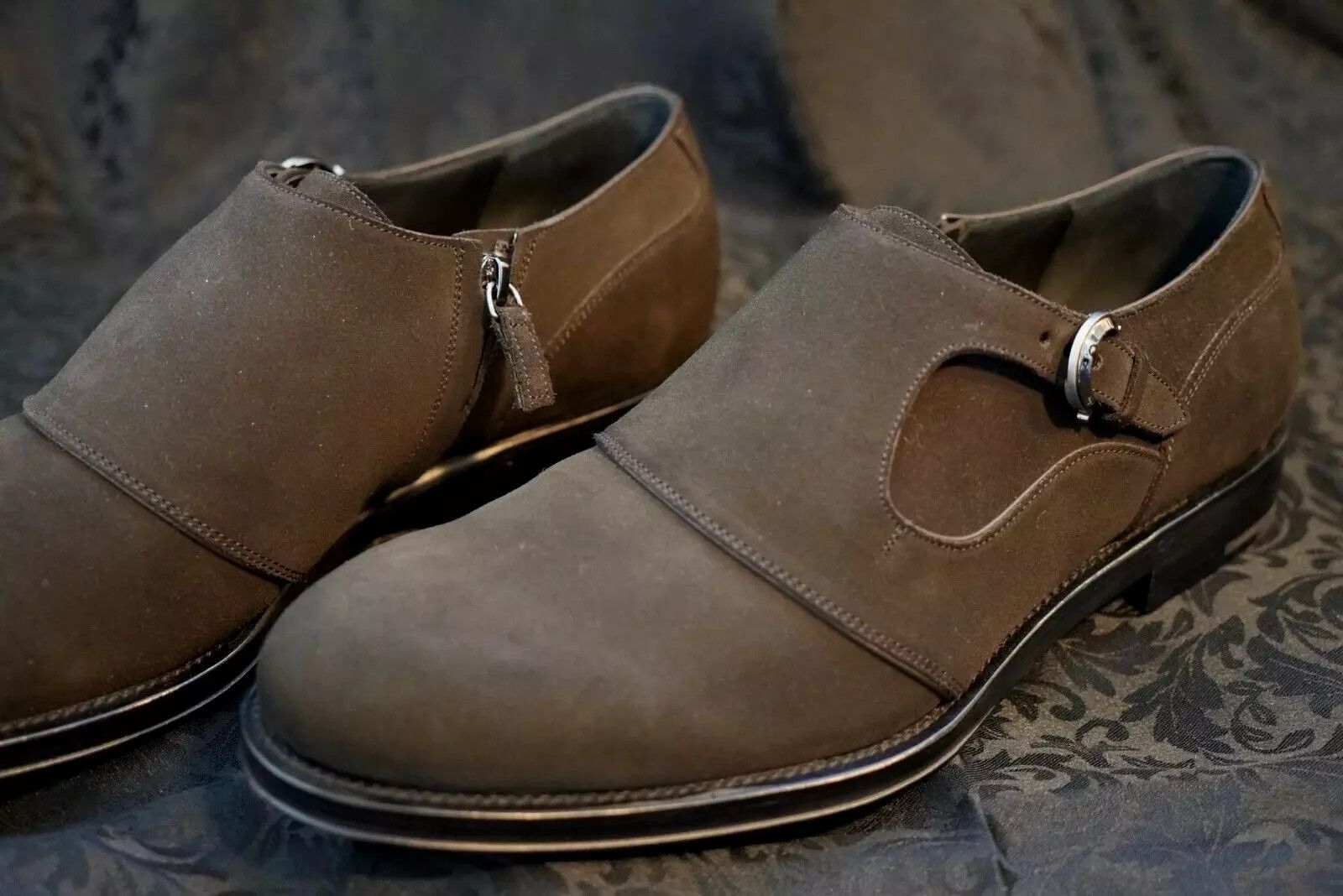 Salvatore Ferragamo Savona Buck Suede Monk Strap Shoe, unworn Size US 9.5 / EU 42-43 - 18 Thumbnail