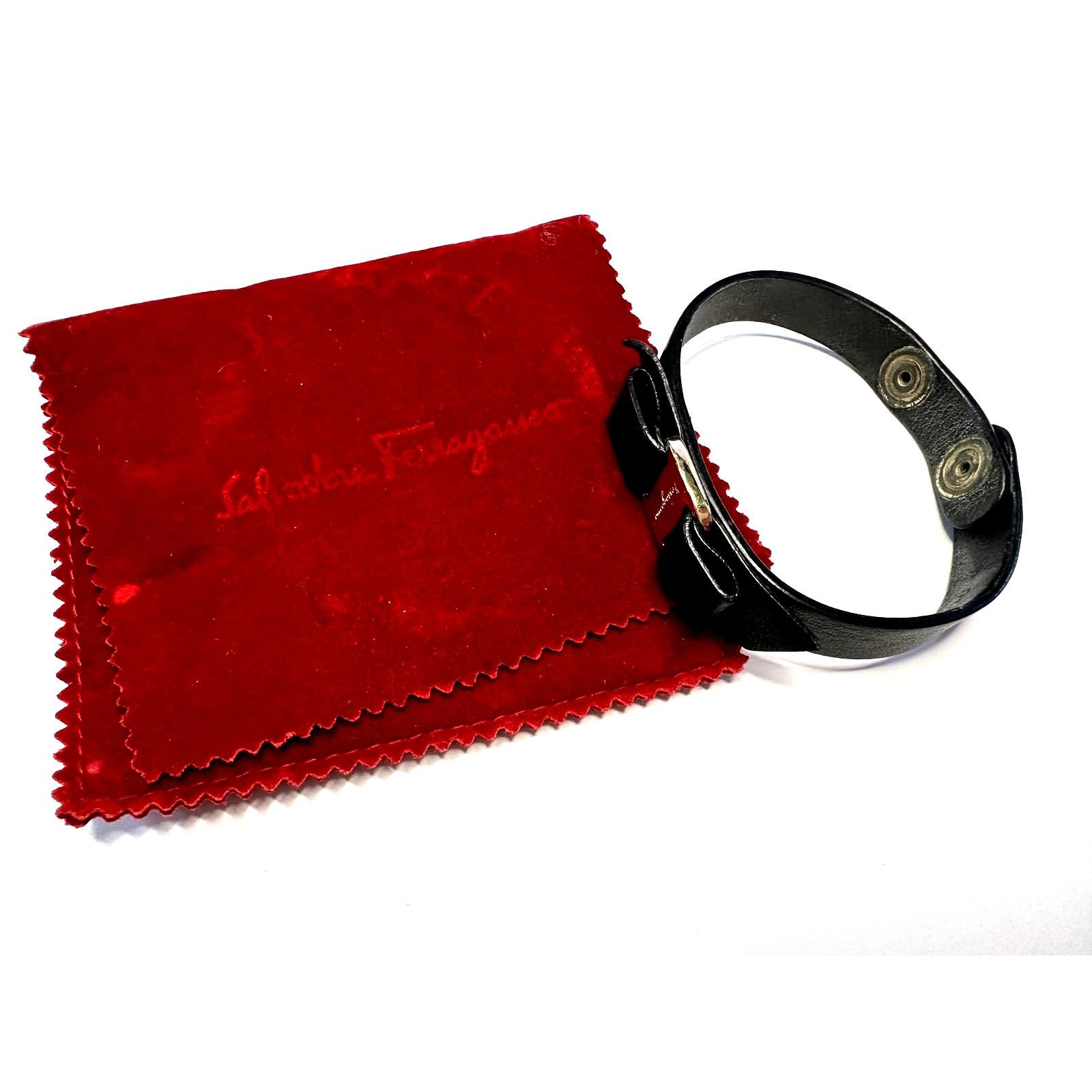 Salvatore Ferragamo Salvatore Ferragamo Black Leather Vara Bow Bracelet w Pouch Size ONE SIZE - 10 Thumbnail