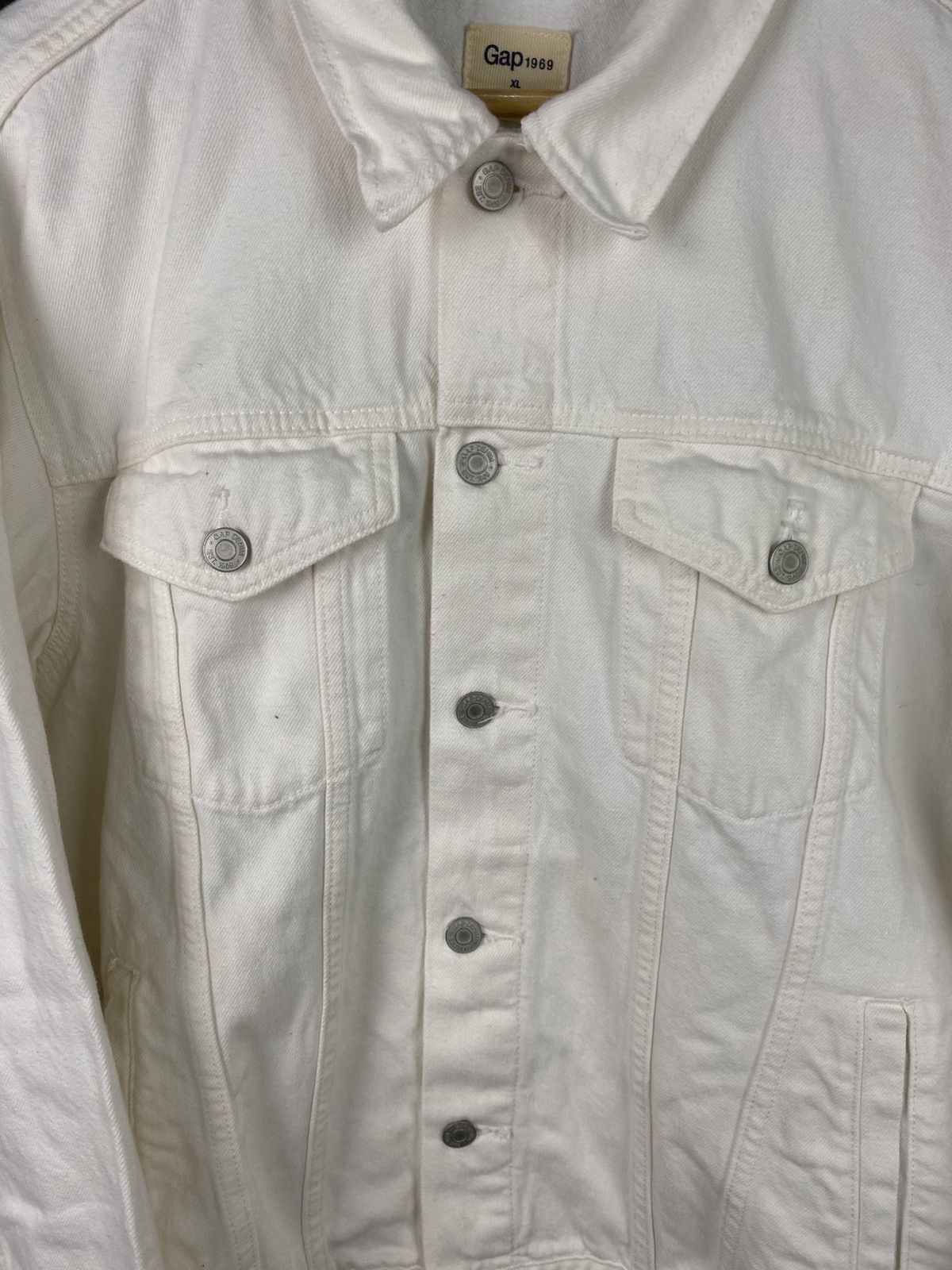 Gap Gap 1969 Premium White Denim Trucker Jacket Size US XL / EU 56 / 4 - 7 Thumbnail
