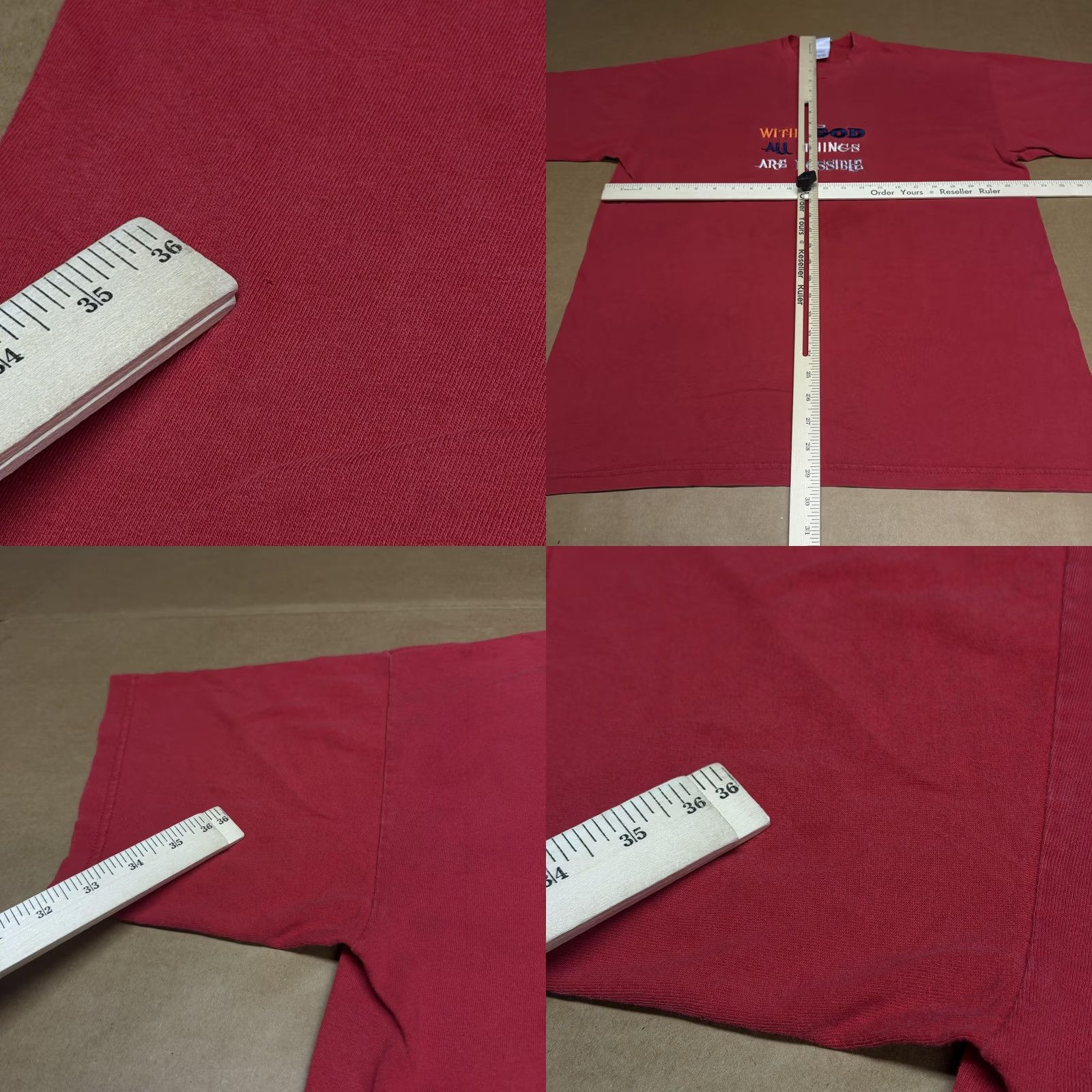 Vintage Shirt Christian Embroidered Red XL Mens With God All Things Are Possible Tee Size US XL / EU 56 / 4 - 8 Thumbnail