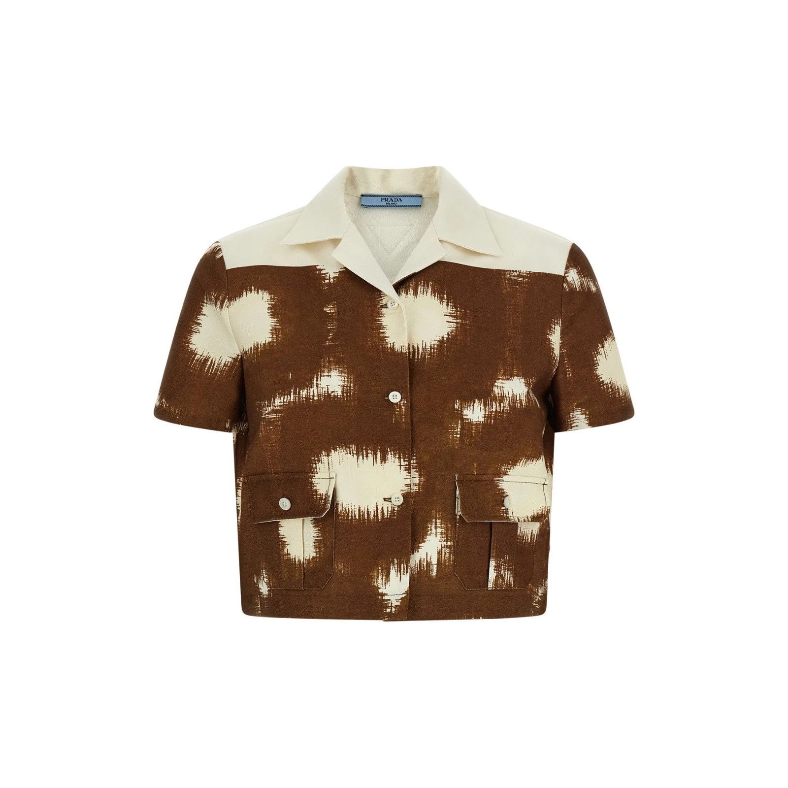 Prada Prada Canvas Patch Brown Cotton Shirt New And Authentic (Wom Size M / US 6-8 / IT 42-44 - 1 Thumbnail
