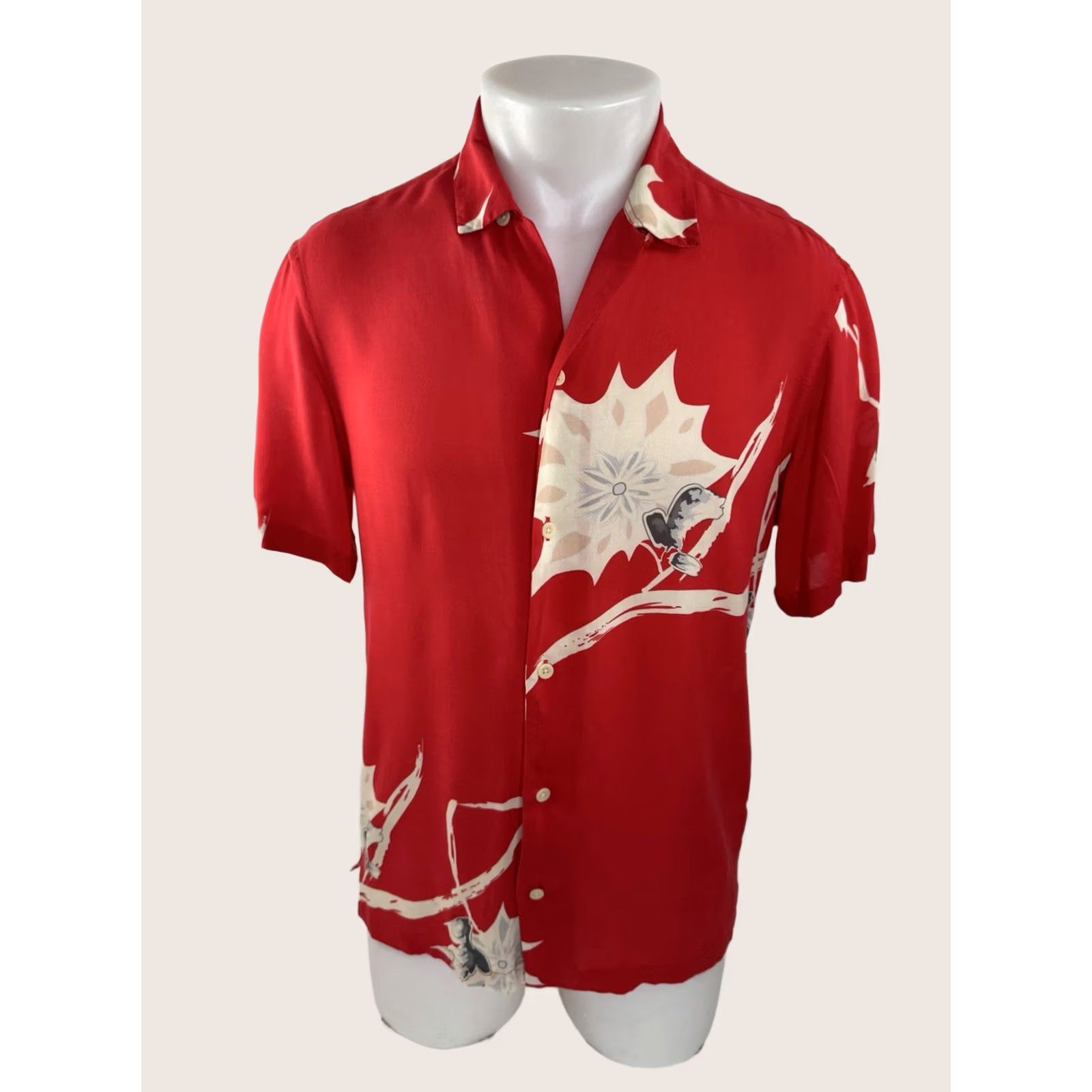 Allsaints ALL SAINTS Shirt Hawaiian Asian Print Red XS Mens Size US XS / EU 42 / 0 - 1 Thumbnail