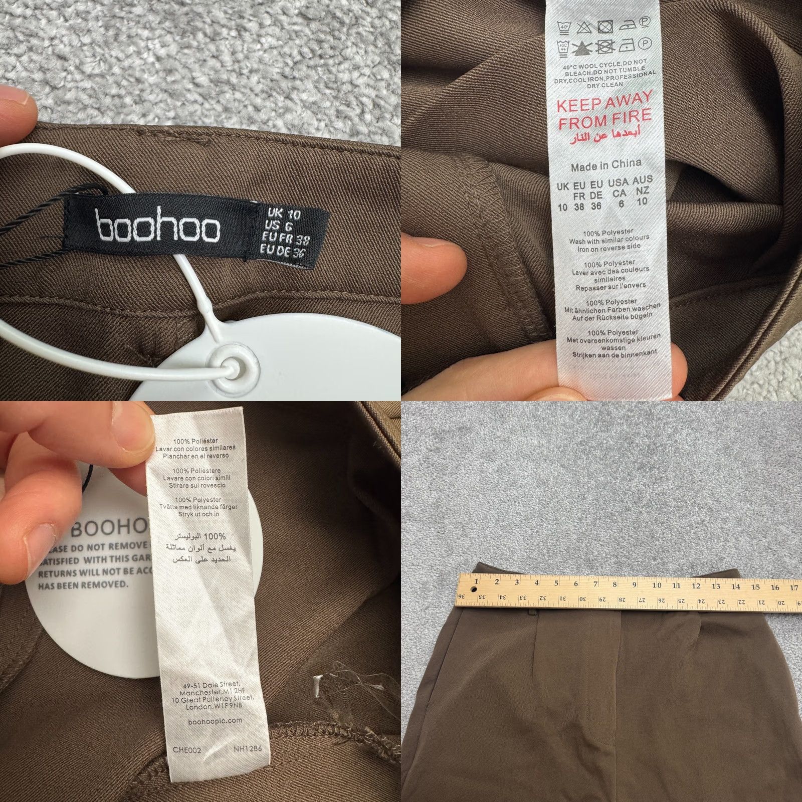 Boohoo Boohoo Woven Trouser Dress Pants Women 6 Brown Tan High Rise Casual Belt Bag NWT Size 28" / US 6 / IT 42 - 8 Thumbnail