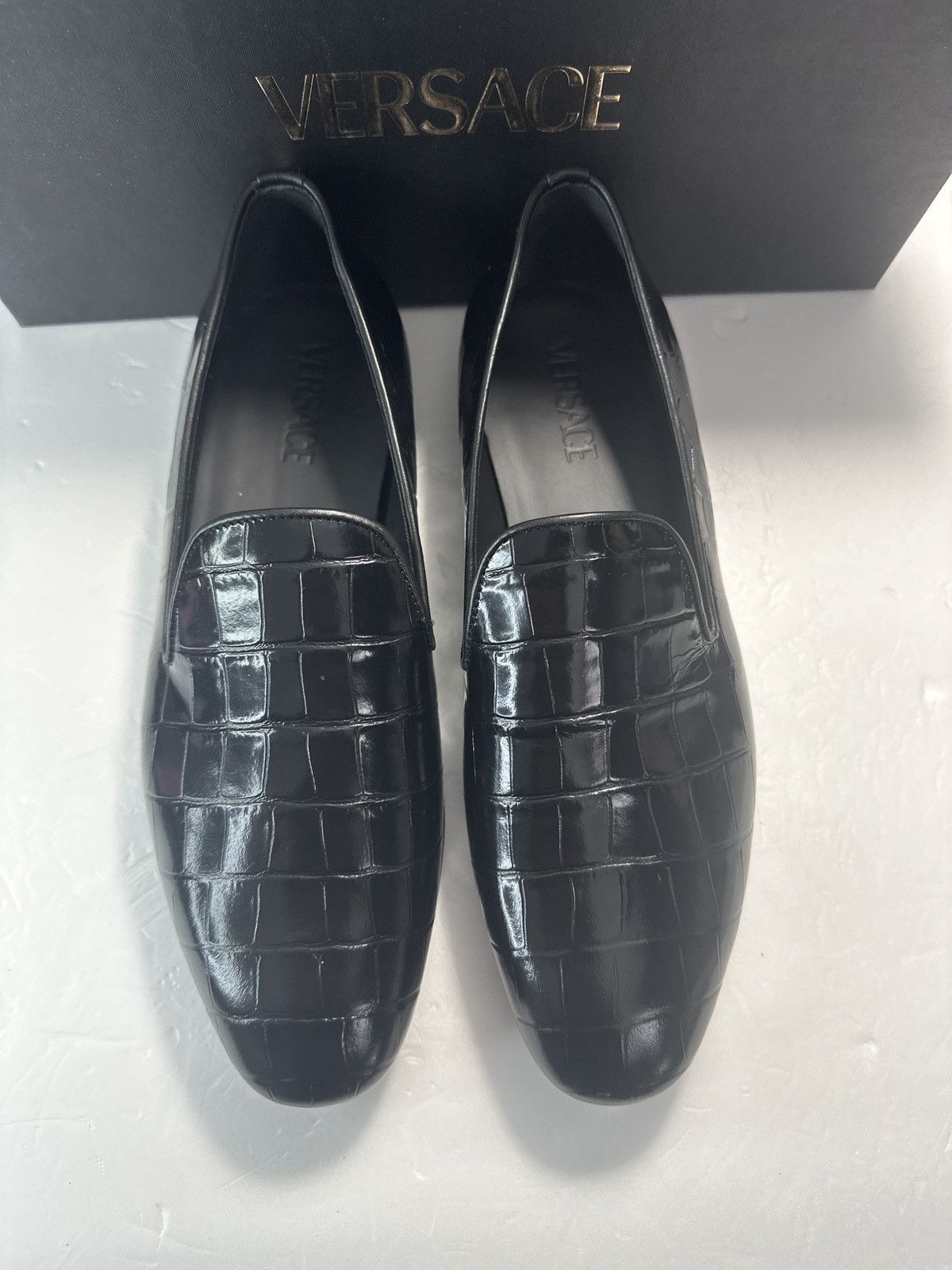 Versace Versace Croc Embossed Calfskin Smoking Slipper Size US 10.5 / EU 43-44 - 10 Thumbnail