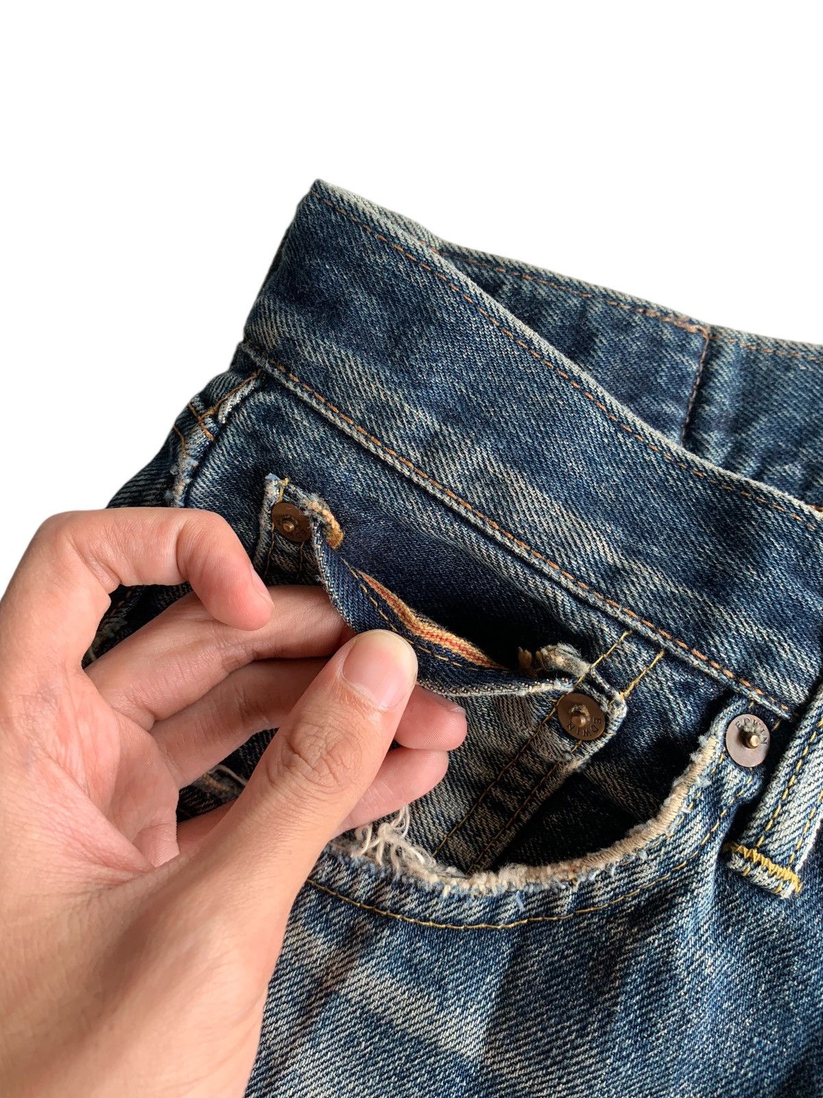 Japanese Brand × Kapital × Vintage Vintage Edwin 505X Redline Selvedge Distressed Denim☠️ Size US 31 - 11 Thumbnail