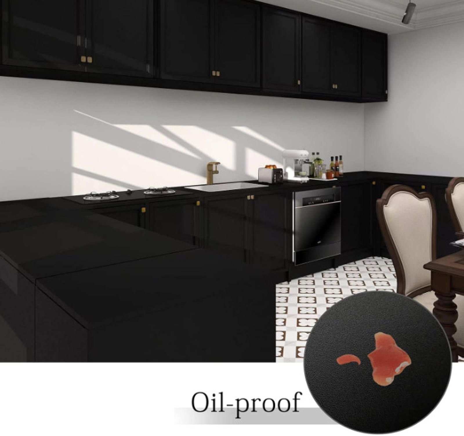 The Unbranded Brand Peel and Stick Black Matte Wallpaper Removable Matte Size ONE SIZE - 4 Thumbnail