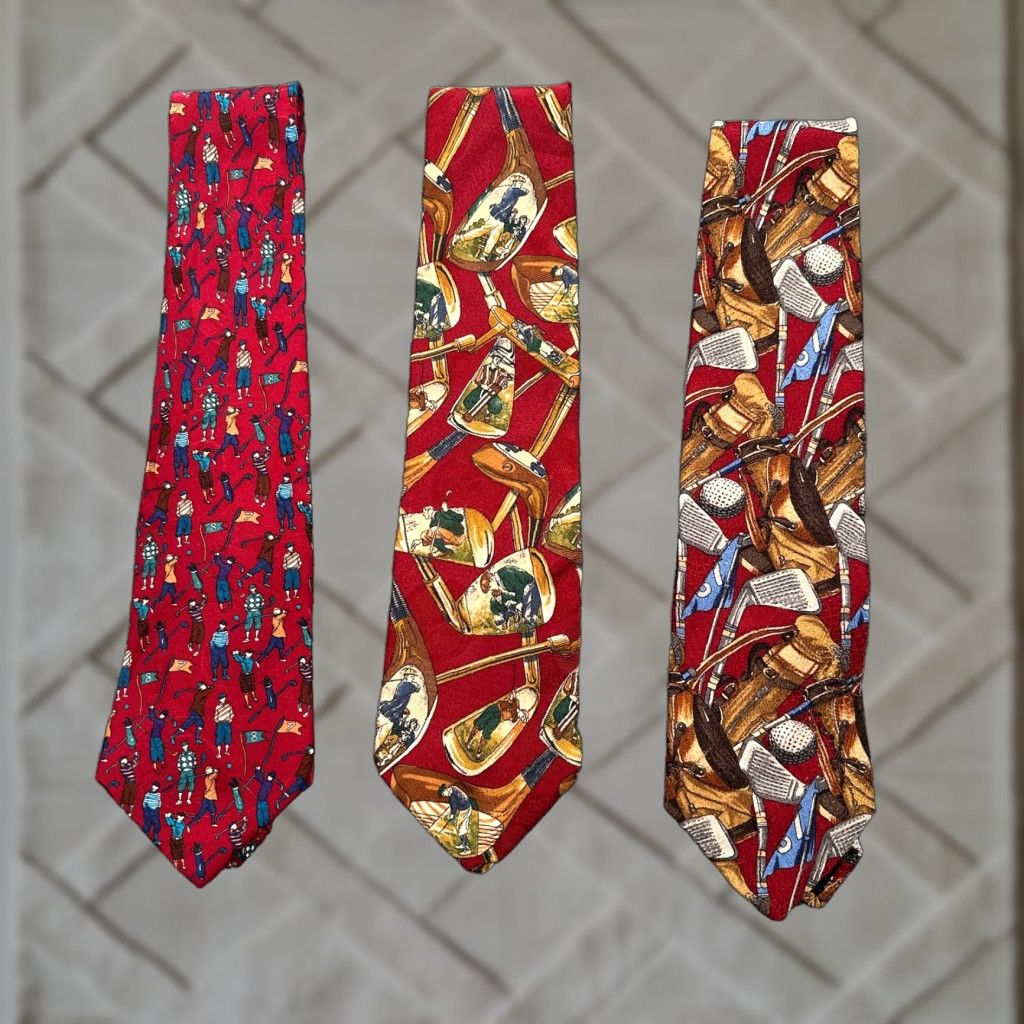 Aldo Vintage Golf Silk Tie Lot Aldo Ponti Crooks & Creed 90s Men One Size Red Geometric Sports Size ONE SIZE - 1 Thumbnail