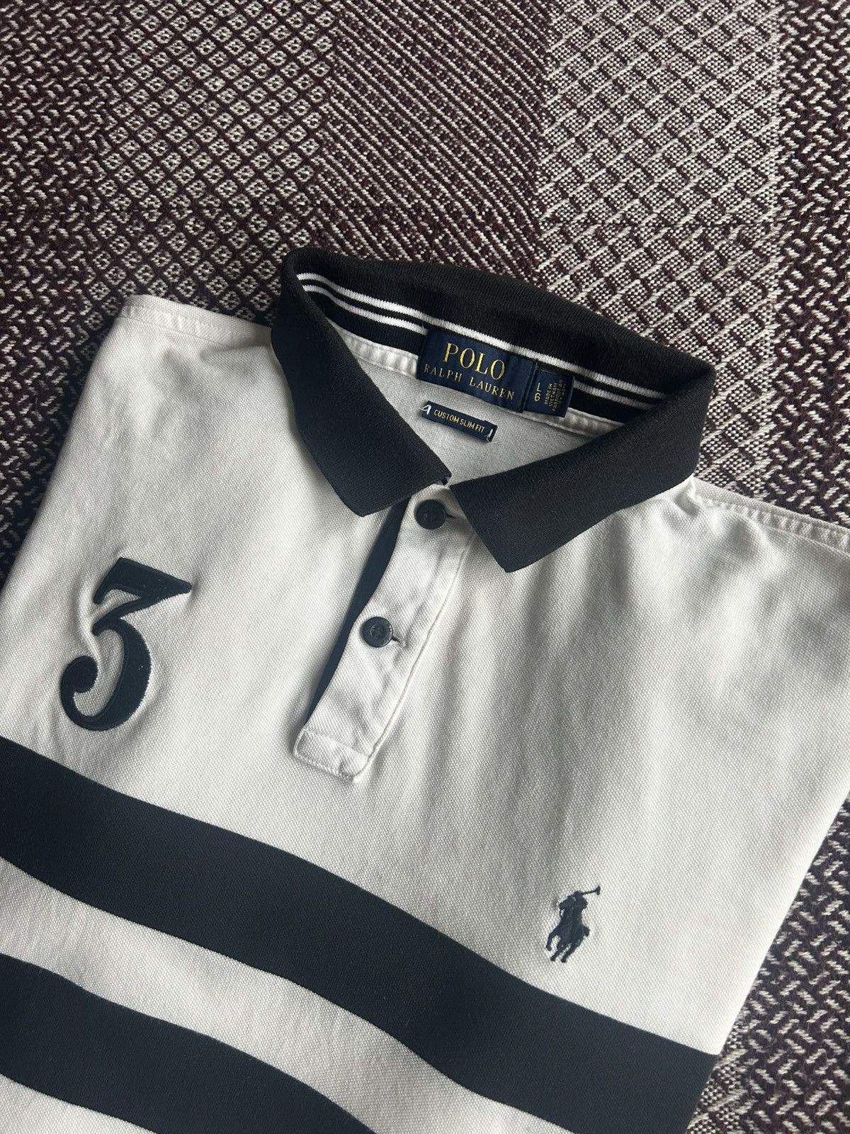 Polo Ralph Lauren Polo Ralph Lauren Polo Shirt Large White 3 Striped Logo Size US L / EU 52-54 / 3 - 14 Thumbnail