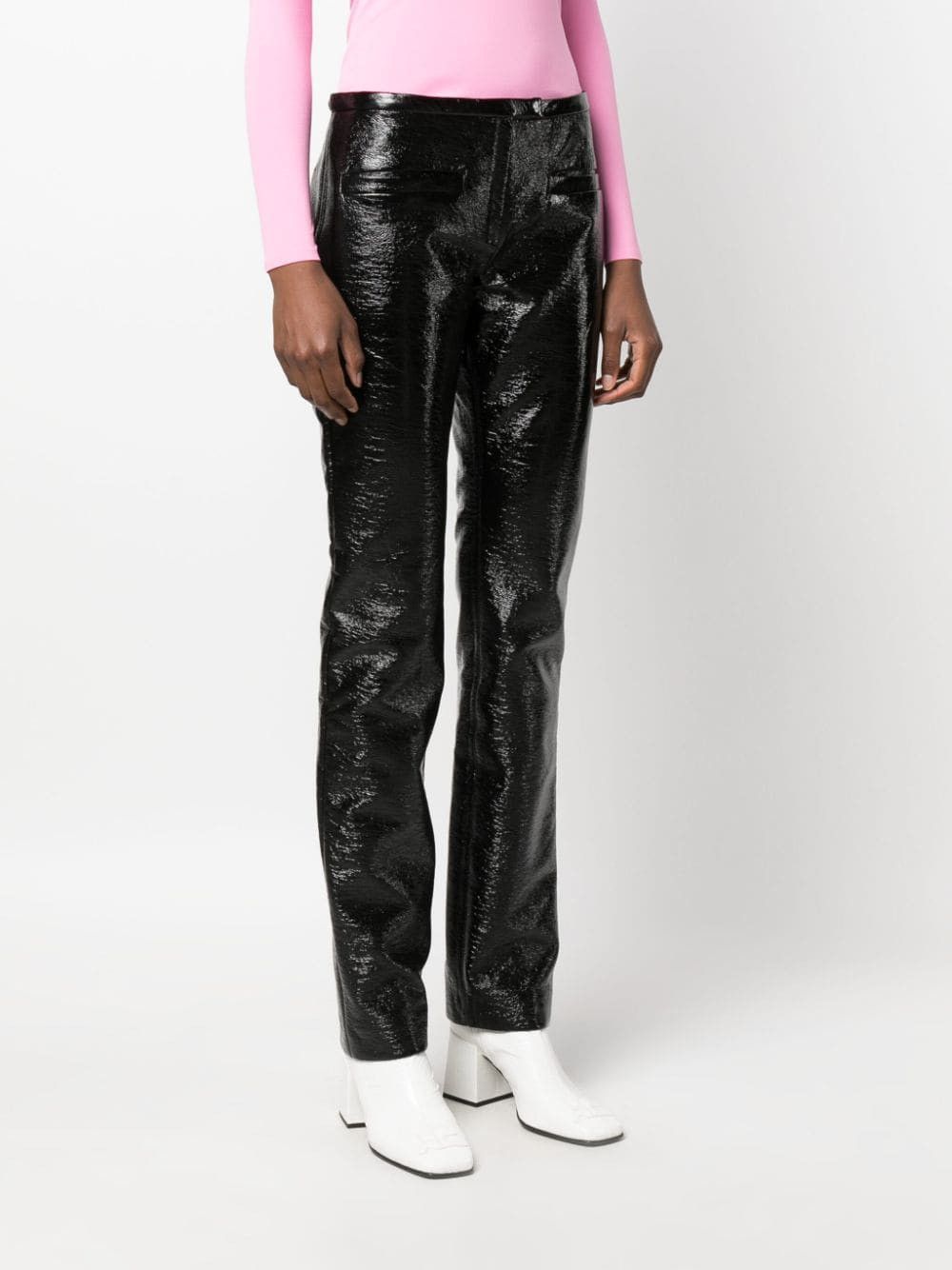 Courreges o1mle0824 Tube Vinyl Trousers in Black Size 25" / US 0 / IT 36 - 3 Thumbnail