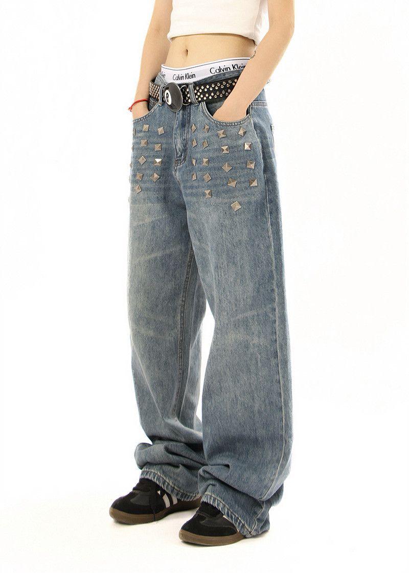 Vintage American retro rhinestone jeans for men Size US 32 / EU 48 - 2 Thumbnail