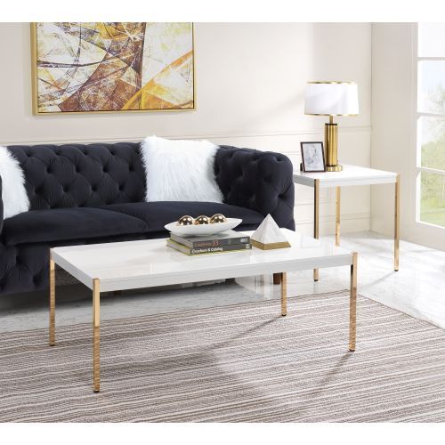 Designer × Homemade ACME Otrac End Table in White & Gold Finish LV00035 Size US L / EU 52-54 / 3 - 2 Thumbnail