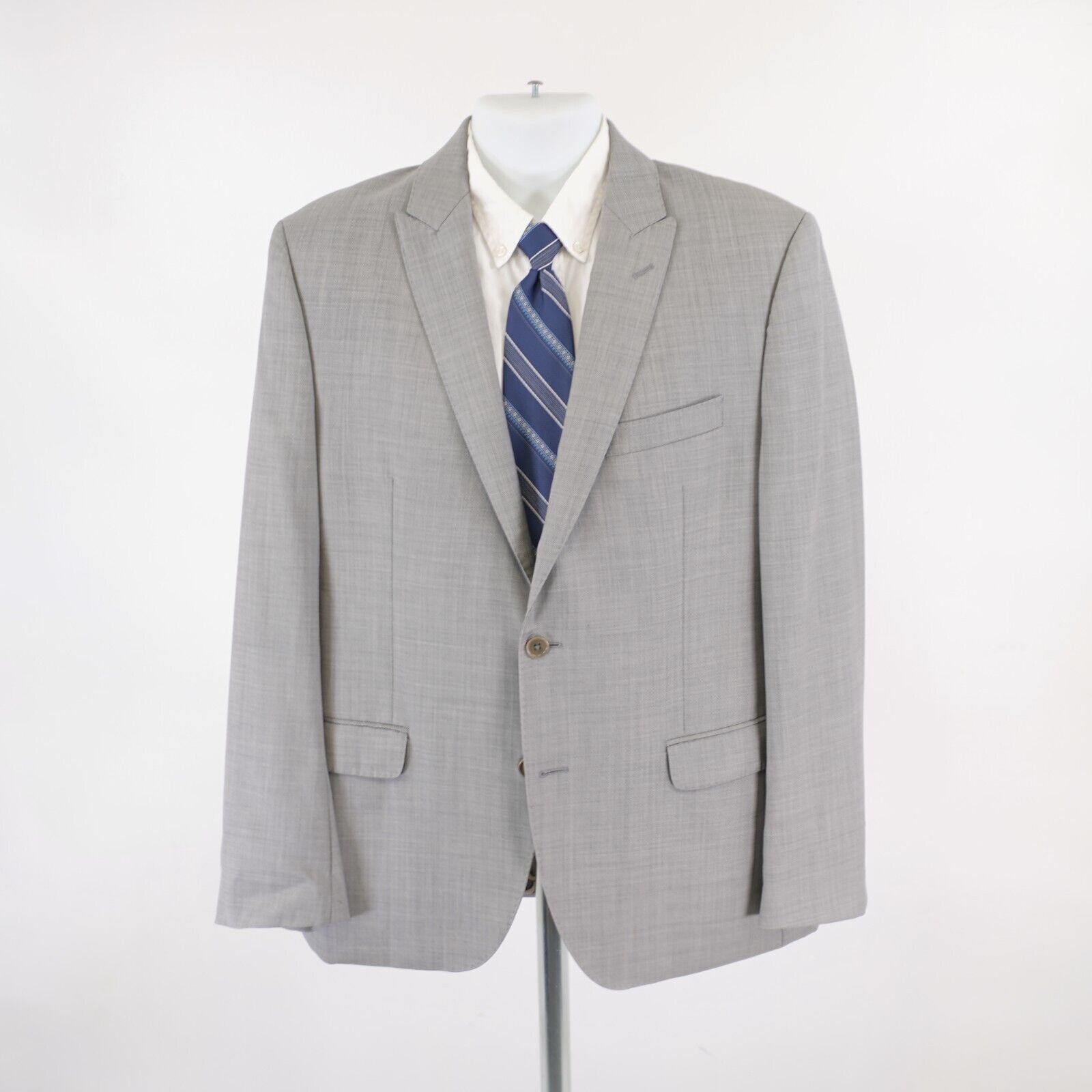 Tallia Tallia Wool Gray Sharkskin Peak Lapel 2 Button Blazer 40R / Size 40R - 4 Thumbnail