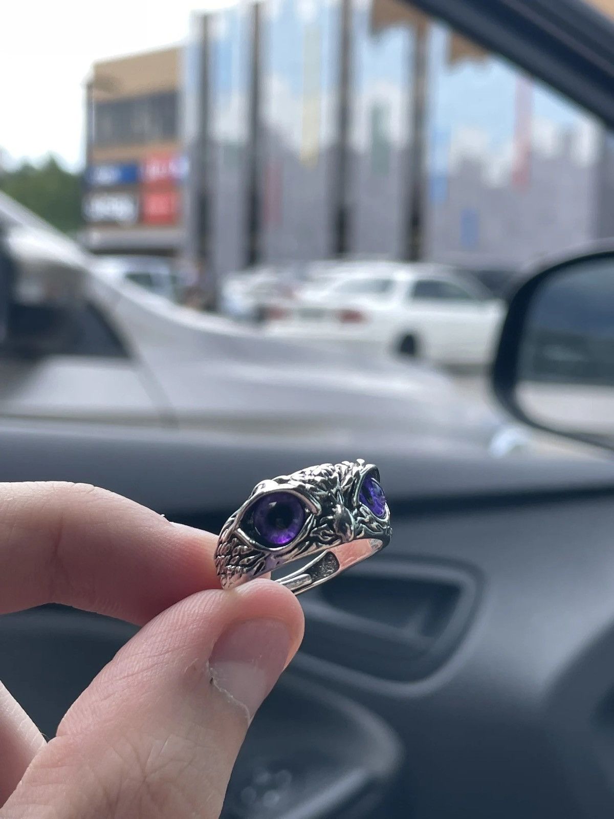 Jewelry Purple Owl Eye Adjustable Ring Size ONE SIZE - 2 Thumbnail