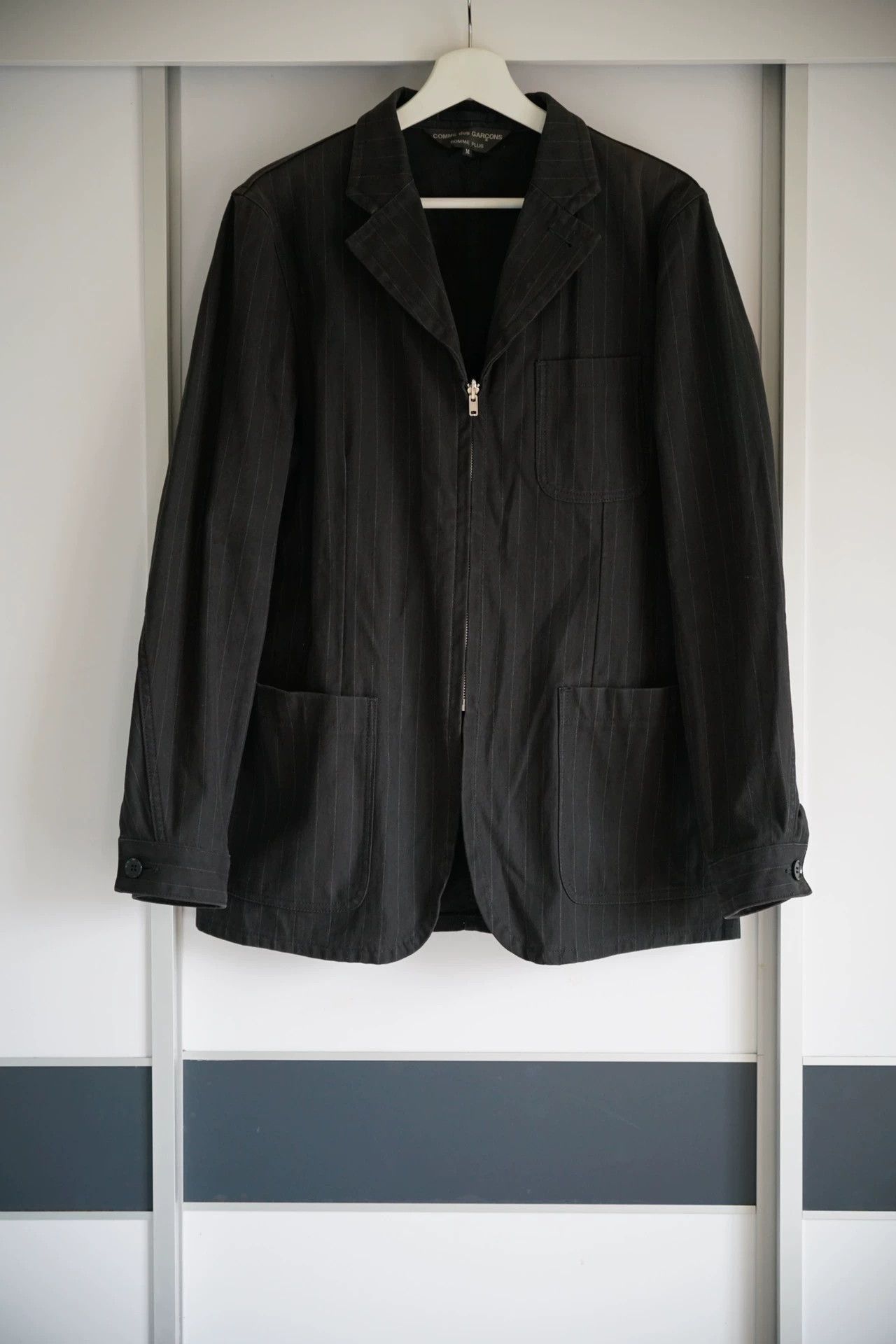 Comme des Garcons Black Striped Zip-Front Casual Jacket Size US M / EU 48-50 / 2 - 1 Thumbnail