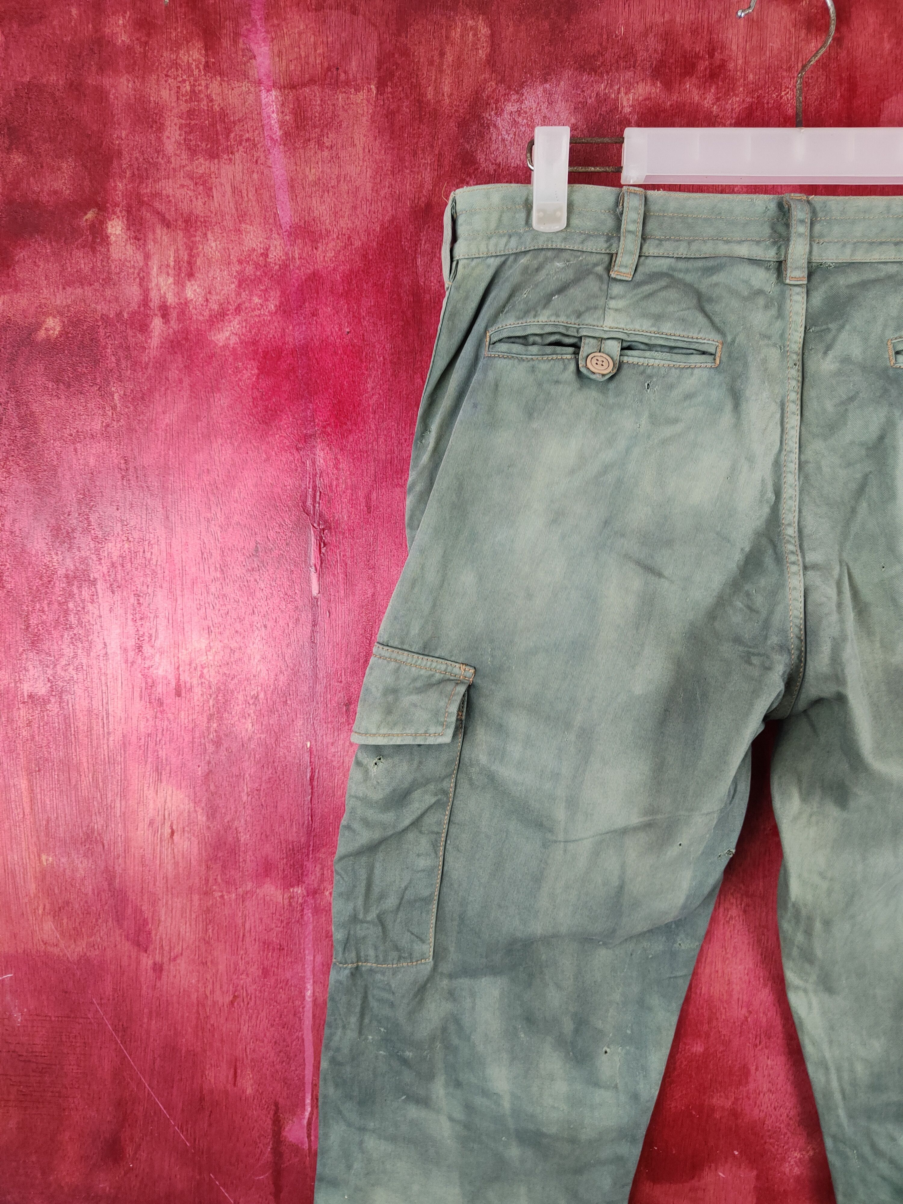 Japanese Brand Stooge&co Green Faded Multipocket Cargo Pants #S2014 Size US 30 / EU 46 - 9 Thumbnail