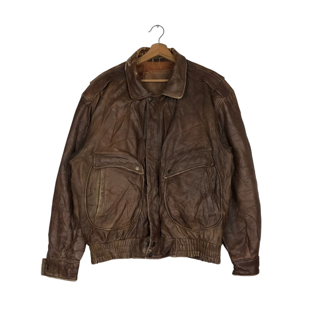 Japanese Brand 🔥VINTAGE JUMPER BOMBER LEATHER JACKET ISSEY MIYAKE Size US L / EU 52-54 / 3 - 3 Thumbnail
