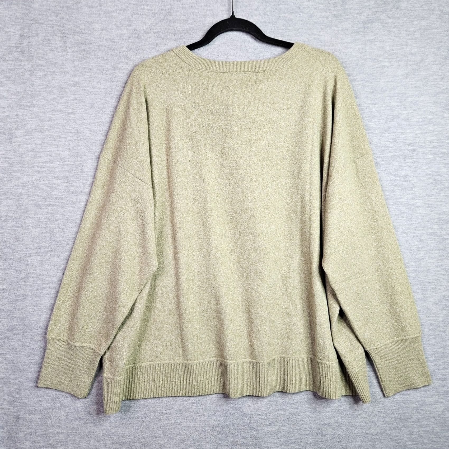 Lucky Brand Lucky Brand Women's XXL V-Neck Sweater Green Relaxed Knit Pullover NEW Pullover Knit Green Modern Casual 2XL Womens Size XXL / US 16-18 / IT 52-54 - 2 Thumbnail